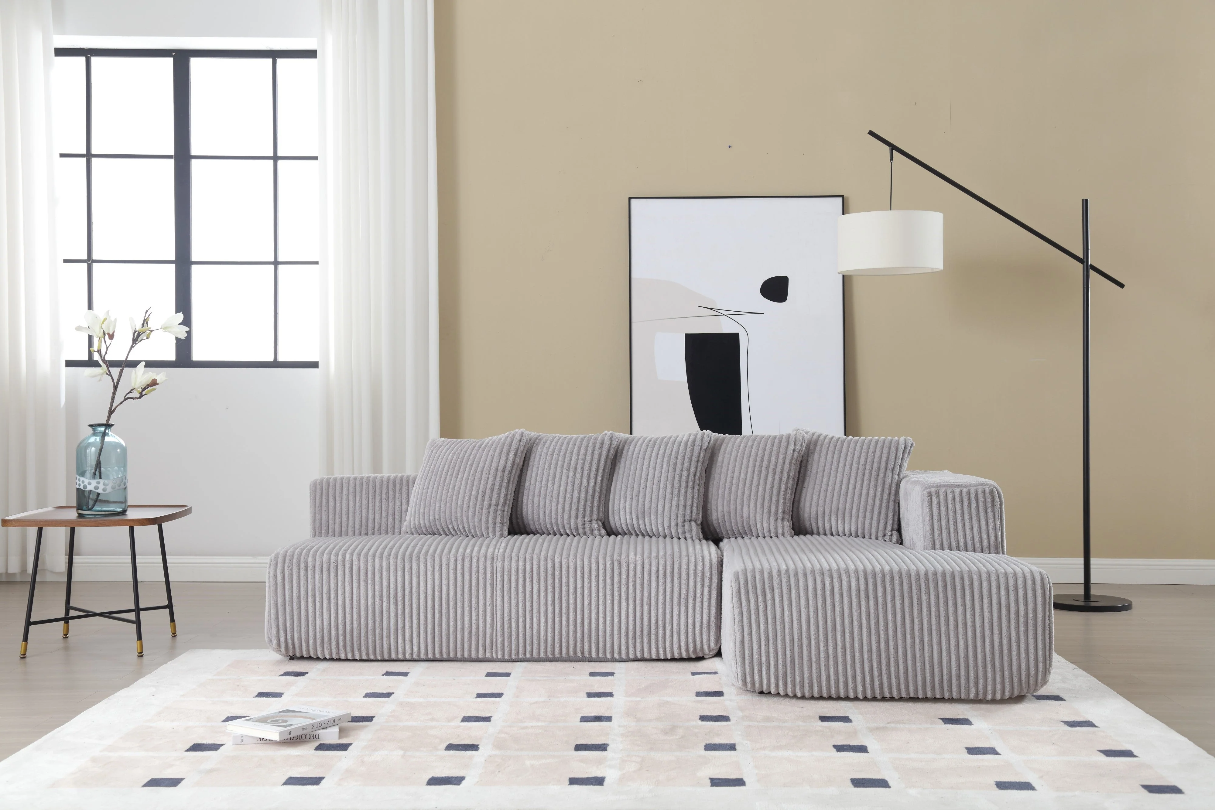 Alexus Corduroy Fabric Sectional Lounge - Image 12