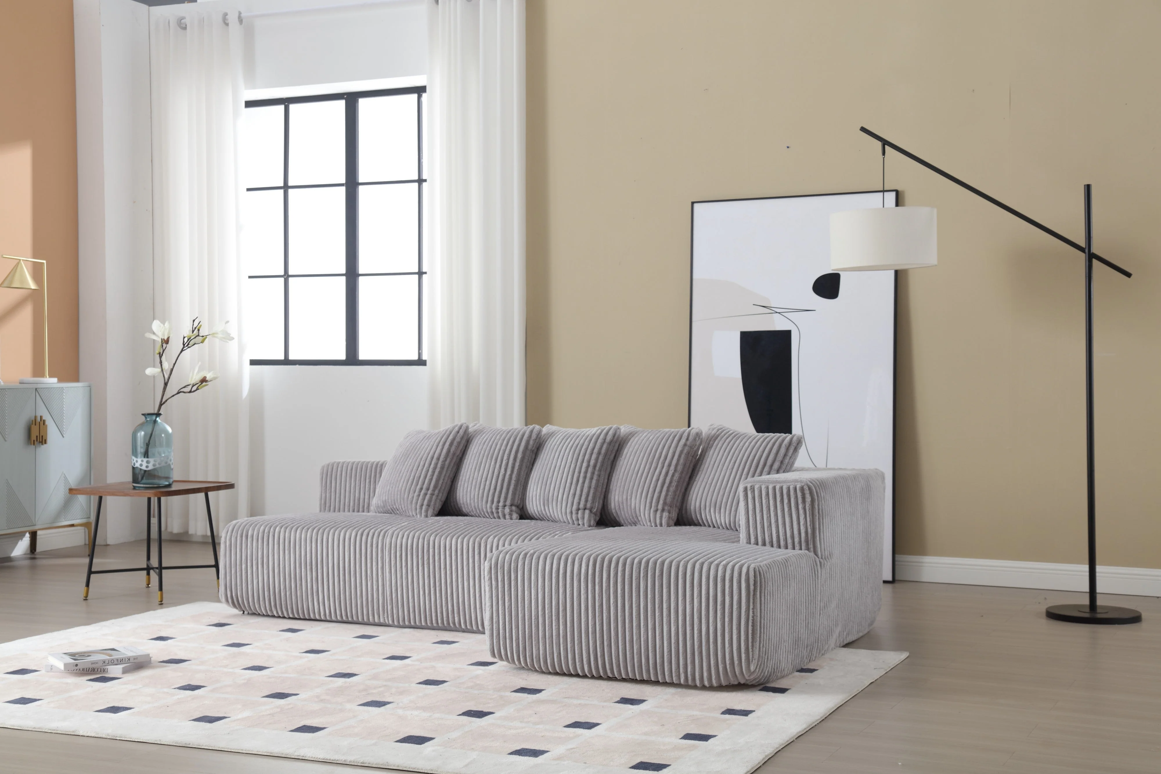 Alexus Corduroy Fabric Sectional Lounge - Image 14