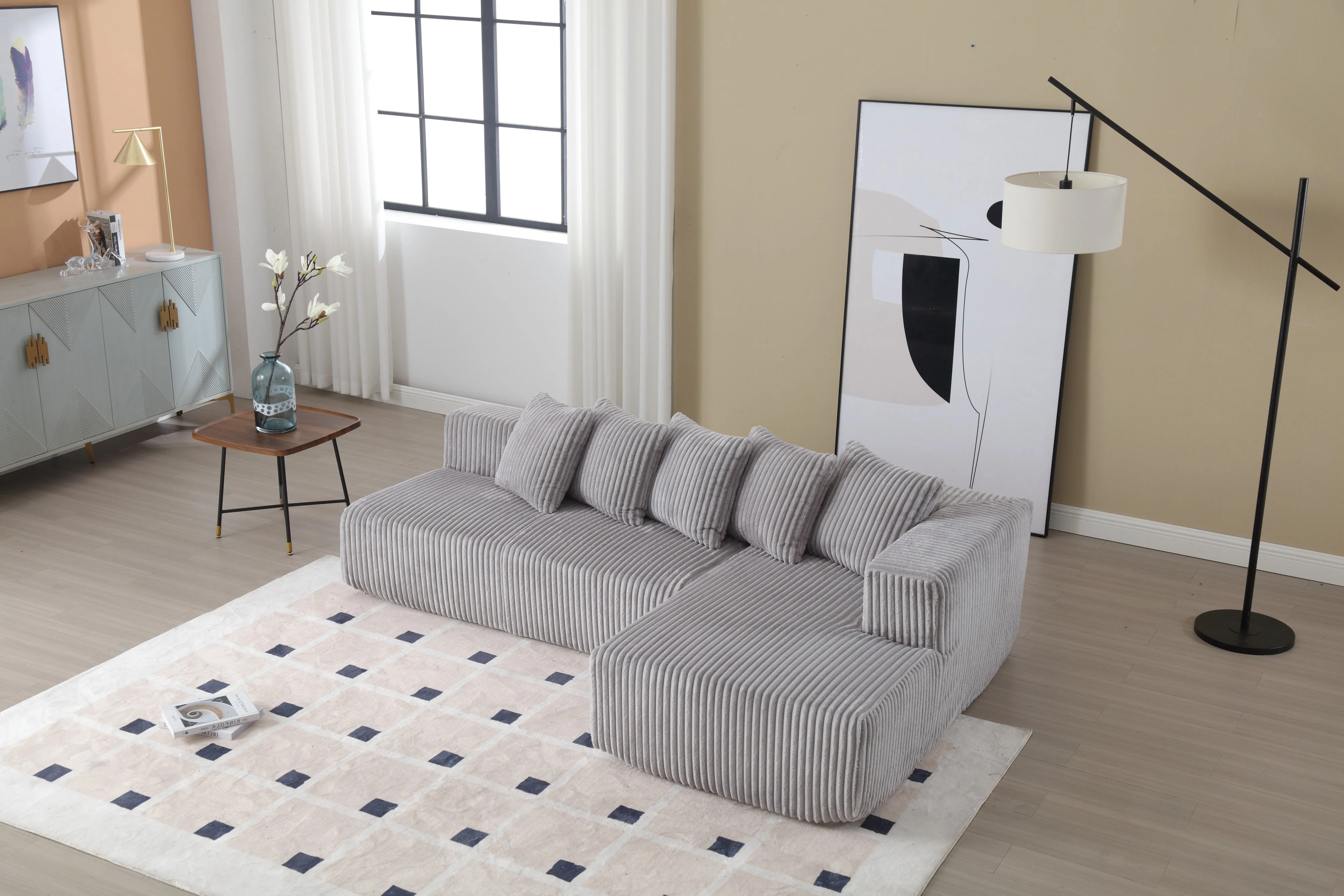 Alexus Corduroy Fabric Sectional Lounge - Image 15