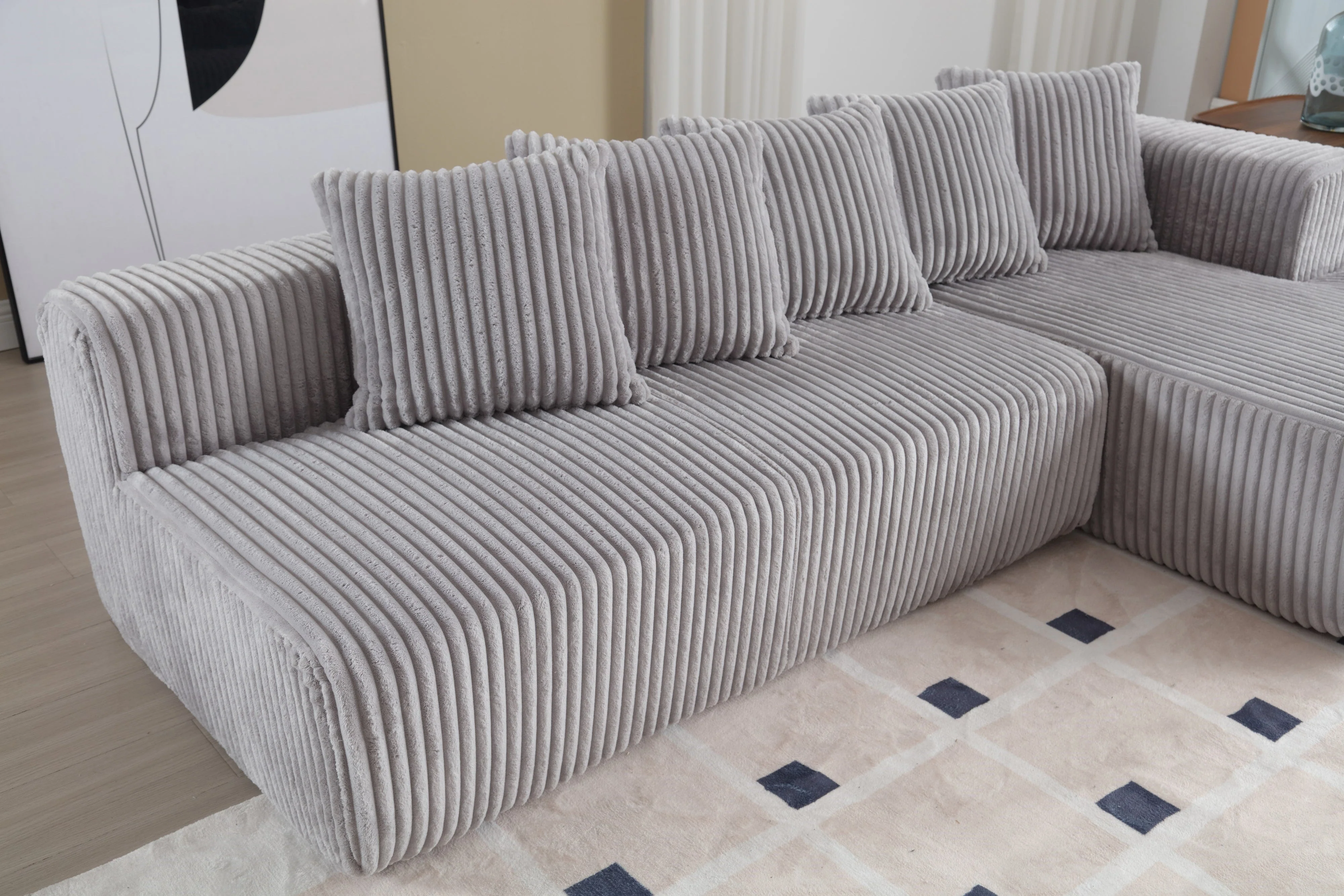 Alexus Corduroy Fabric Sectional Lounge - Image 16