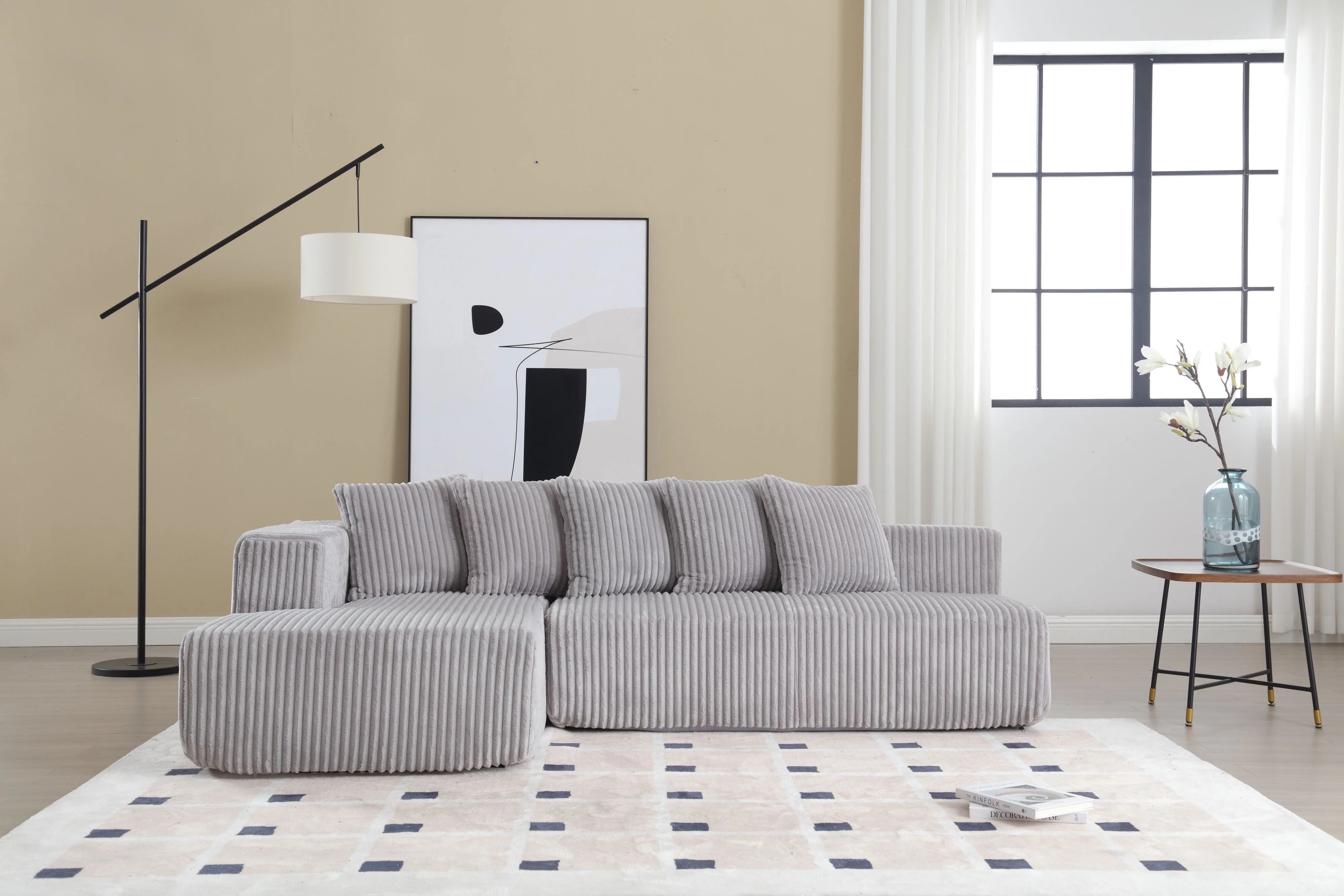 Alexus Corduroy Fabric Sectional Lounge - Image 2