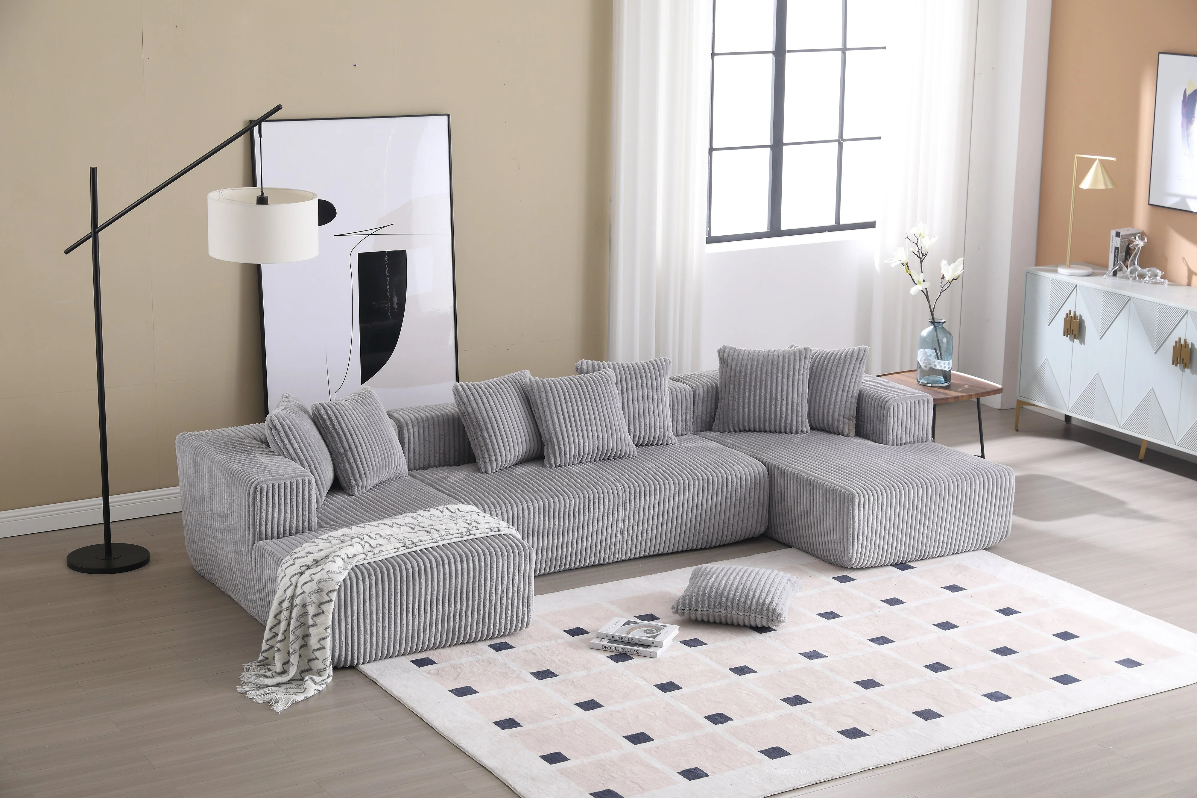 Alexus Corduroy Fabric Sectional Lounge - Image 22