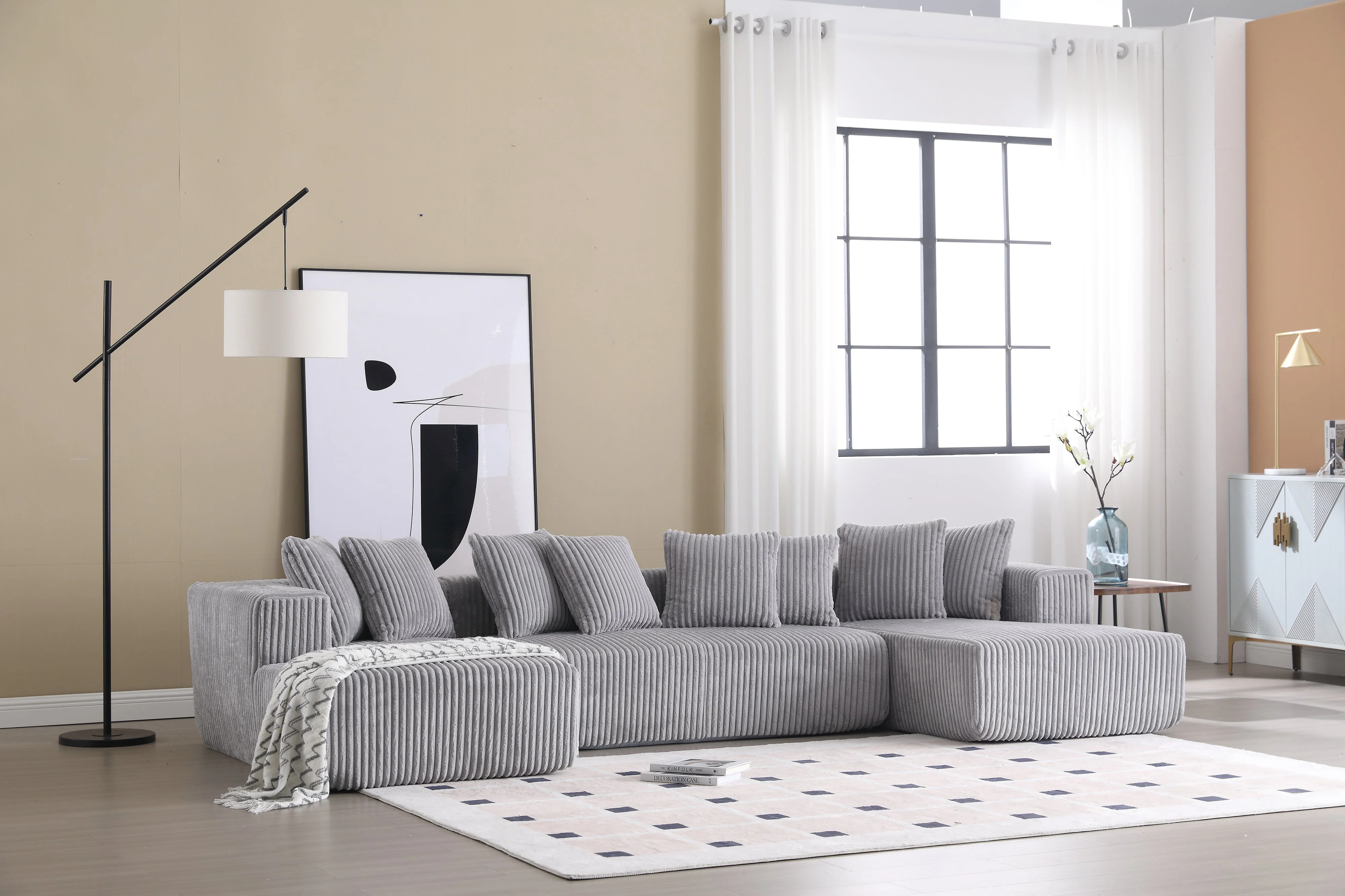 Alexus Corduroy Fabric Sectional Lounge - Image 24