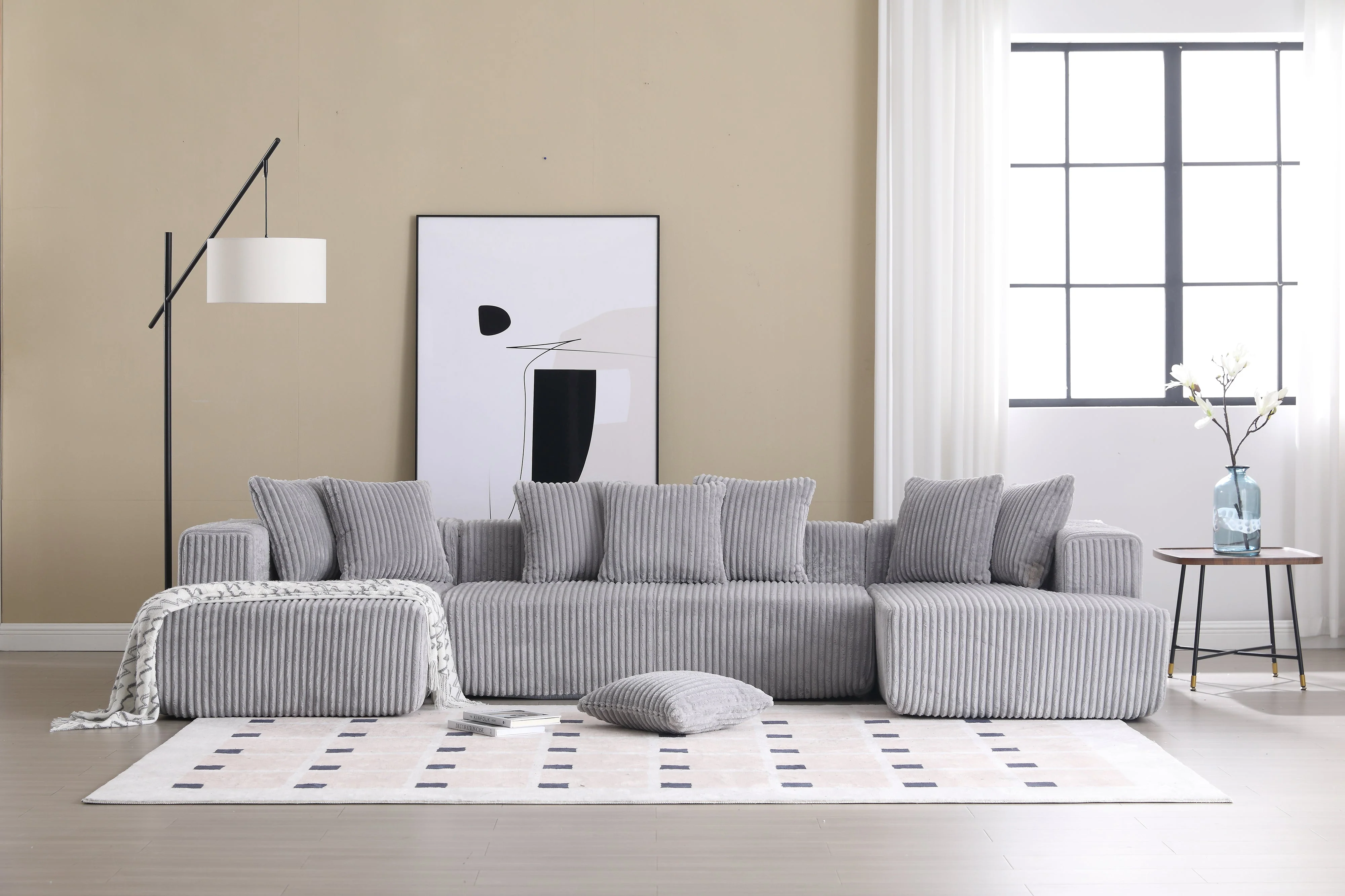Alexus Corduroy Fabric Sectional Lounge - Image 25