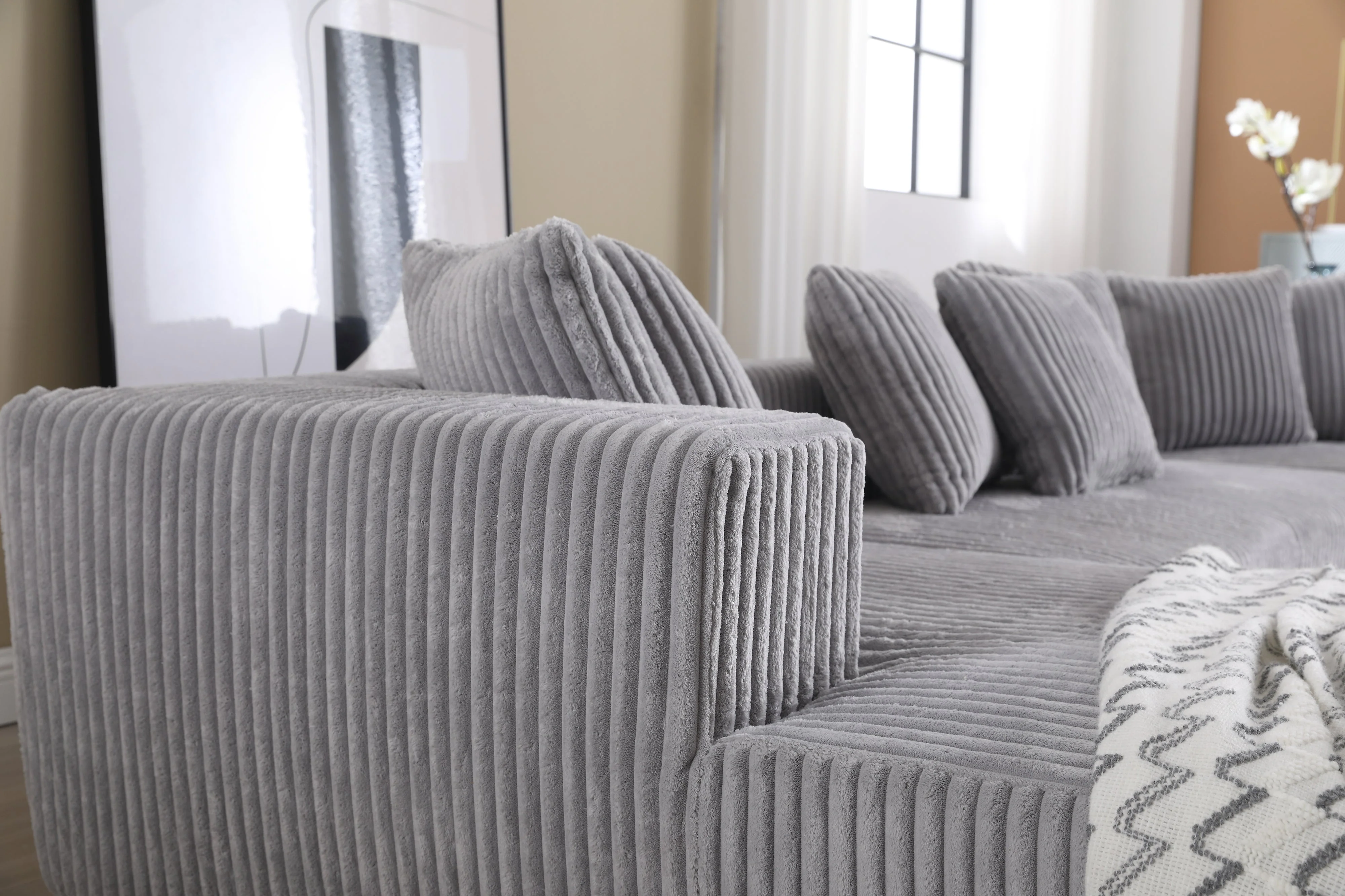 Alexus Corduroy Fabric Sectional Lounge - Image 28