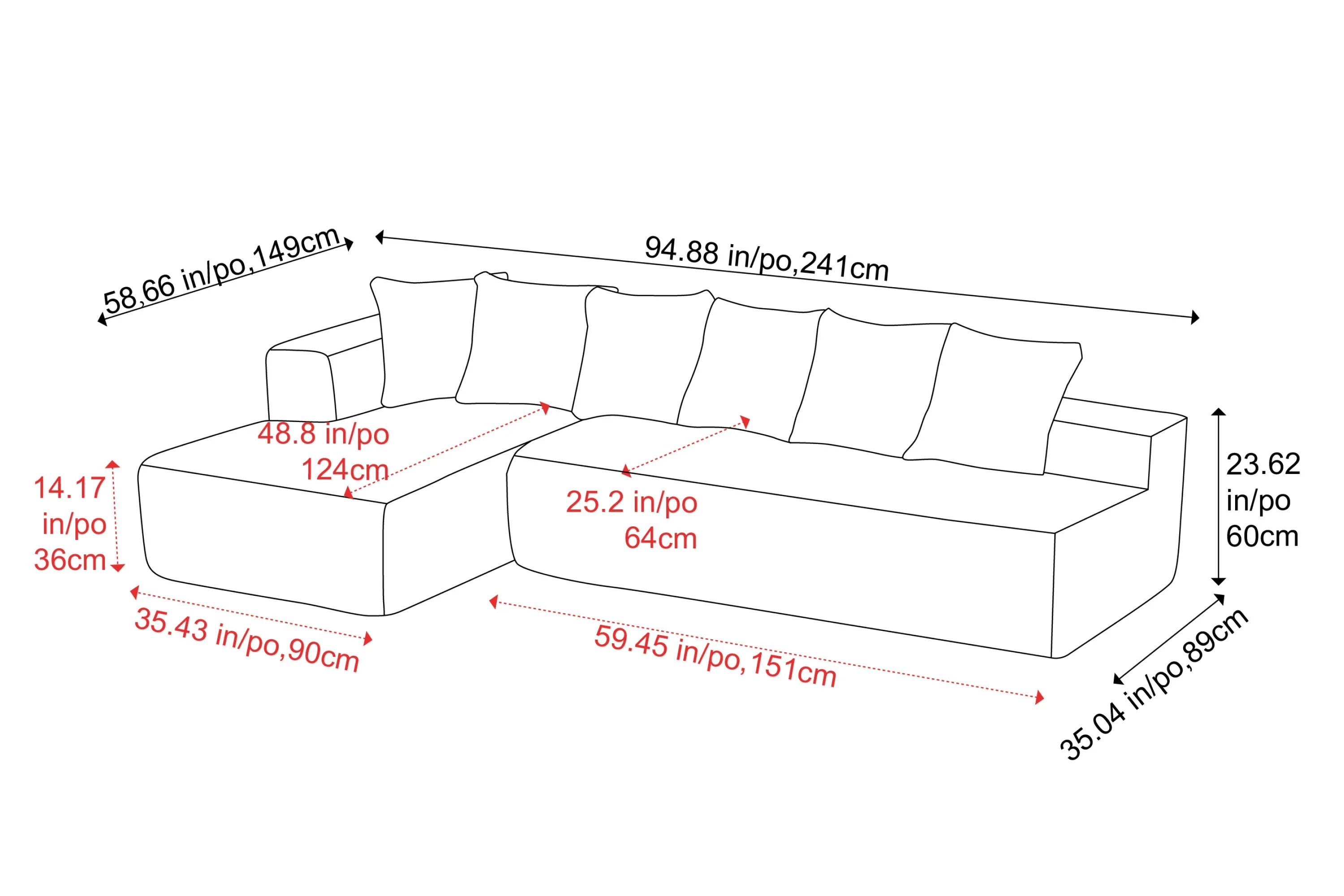 Alexus Corduroy Fabric Sectional Lounge - Image 3