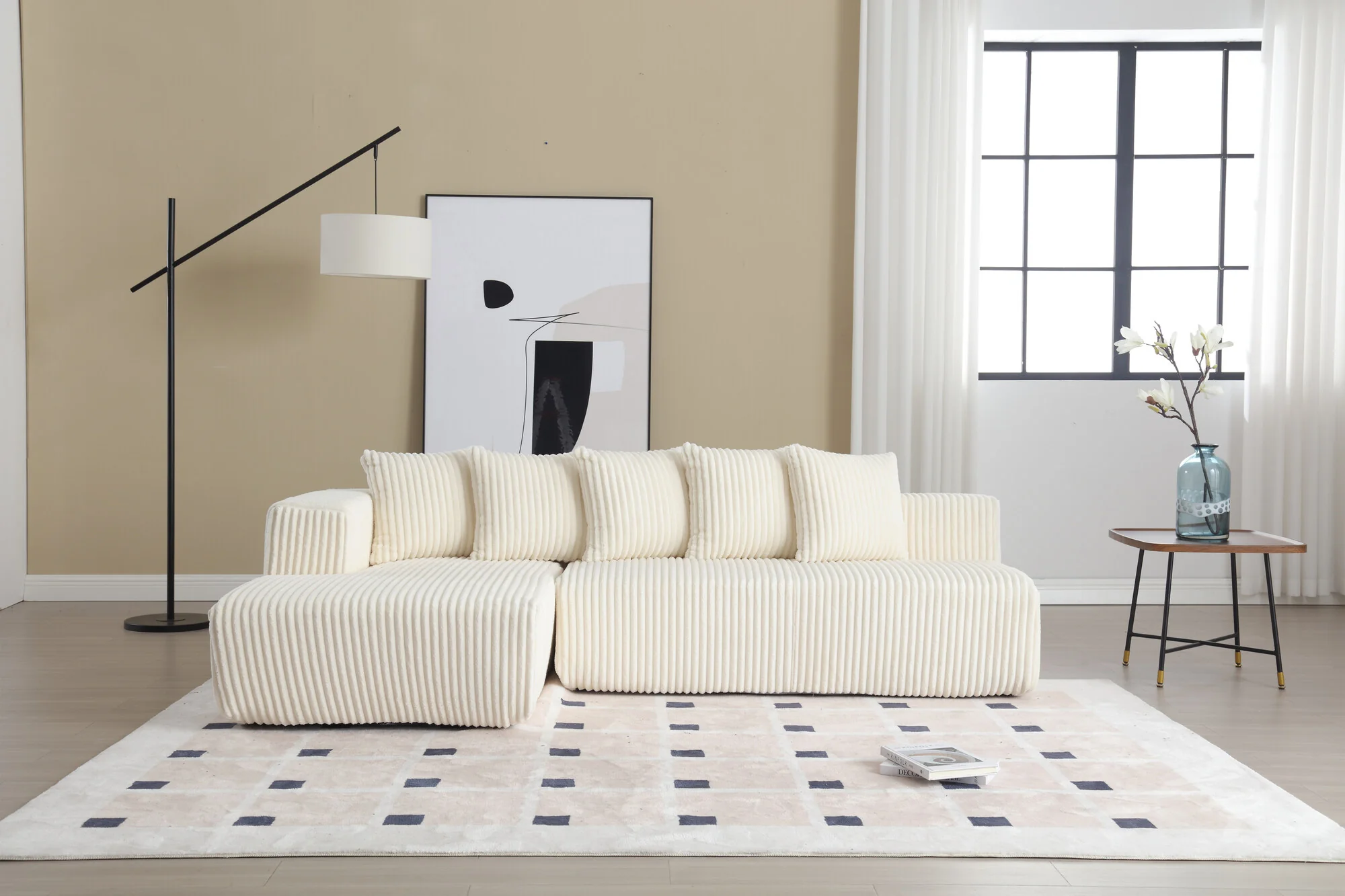 Alexus Corduroy Fabric Sectional Lounge - Image 34