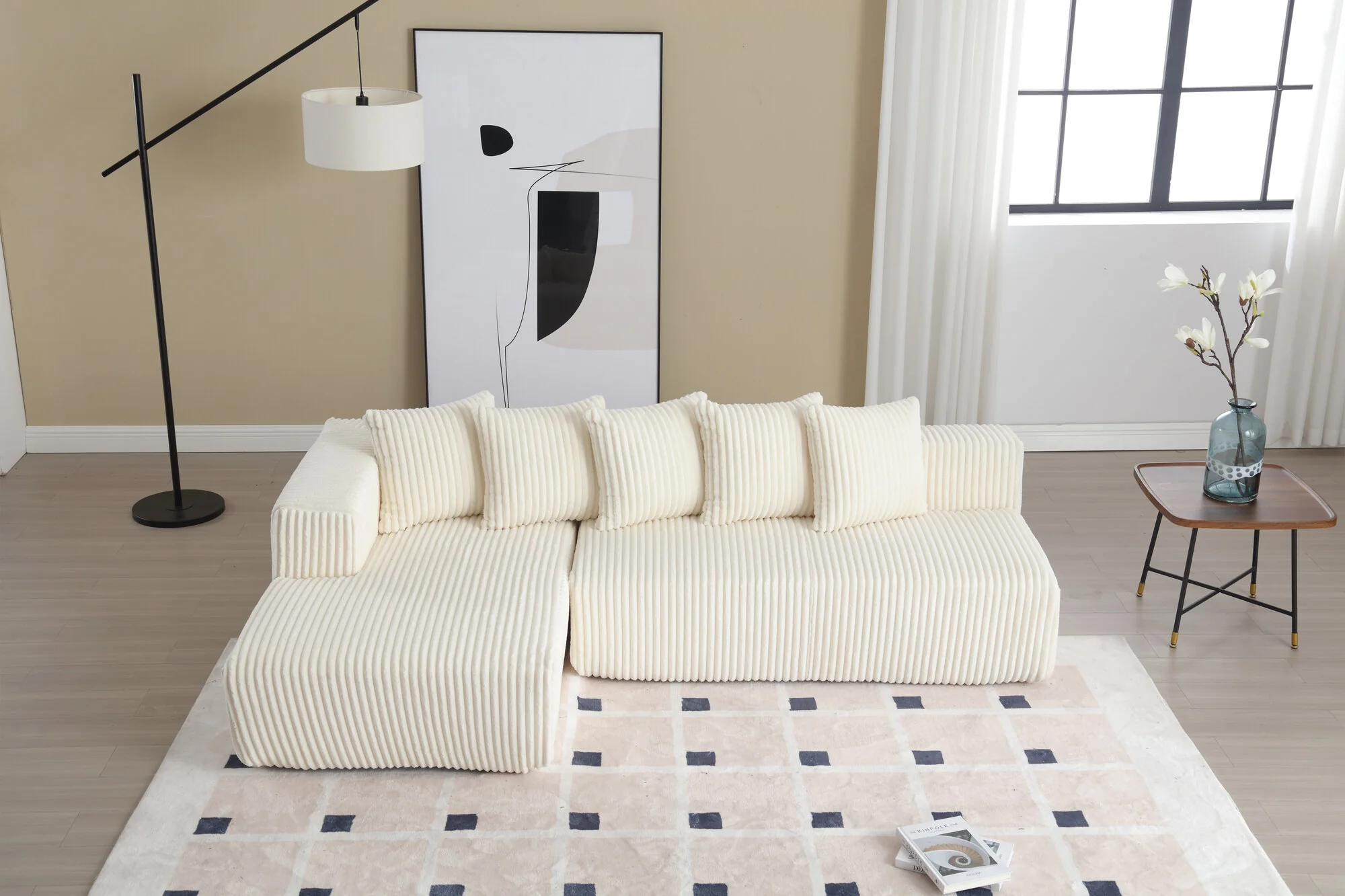 Alexus Corduroy Fabric Sectional Lounge - Image 36
