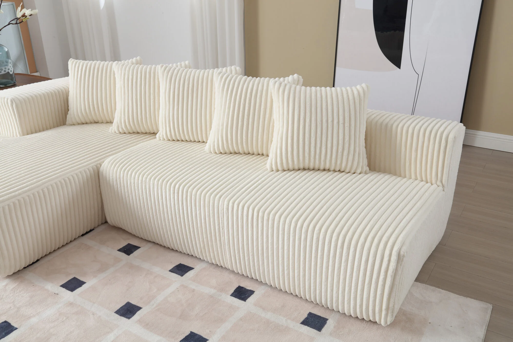 Alexus Corduroy Fabric Sectional Lounge - Image 37