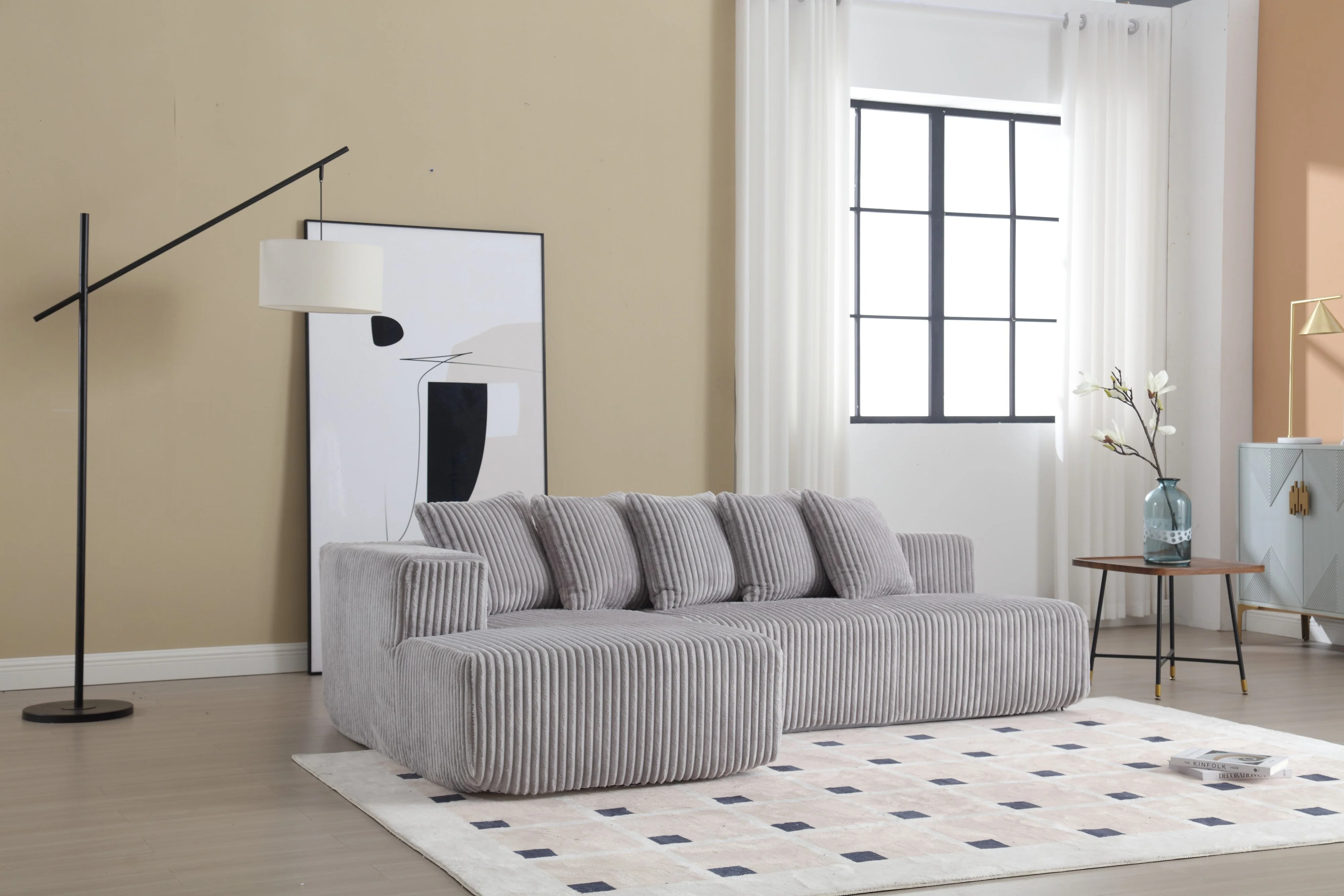 Alexus Corduroy Fabric Sectional Lounge - Image 4