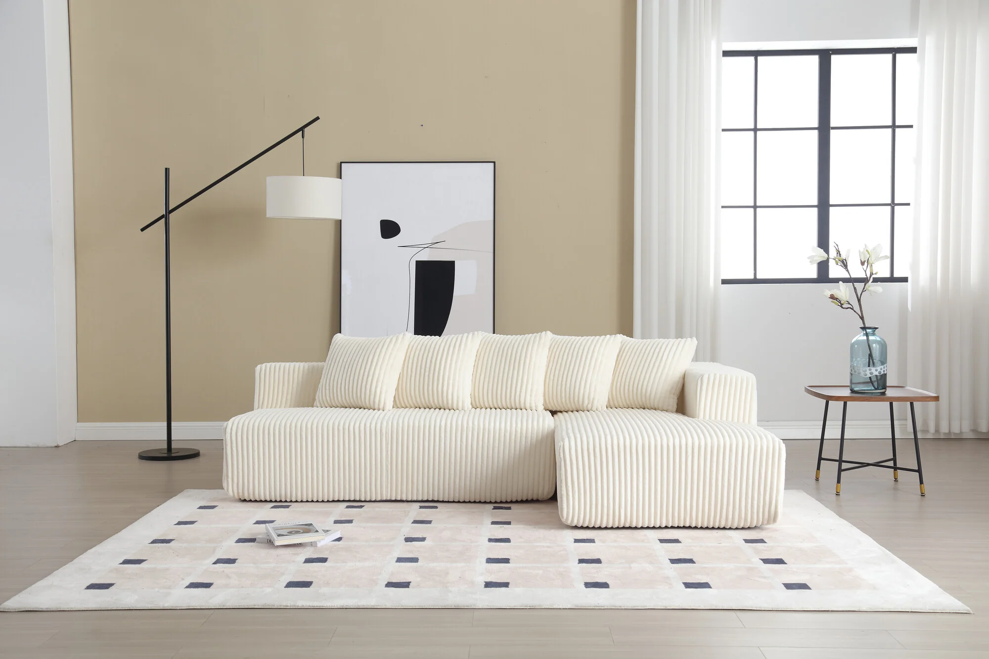 Alexus Corduroy Fabric Sectional Lounge - Image 43