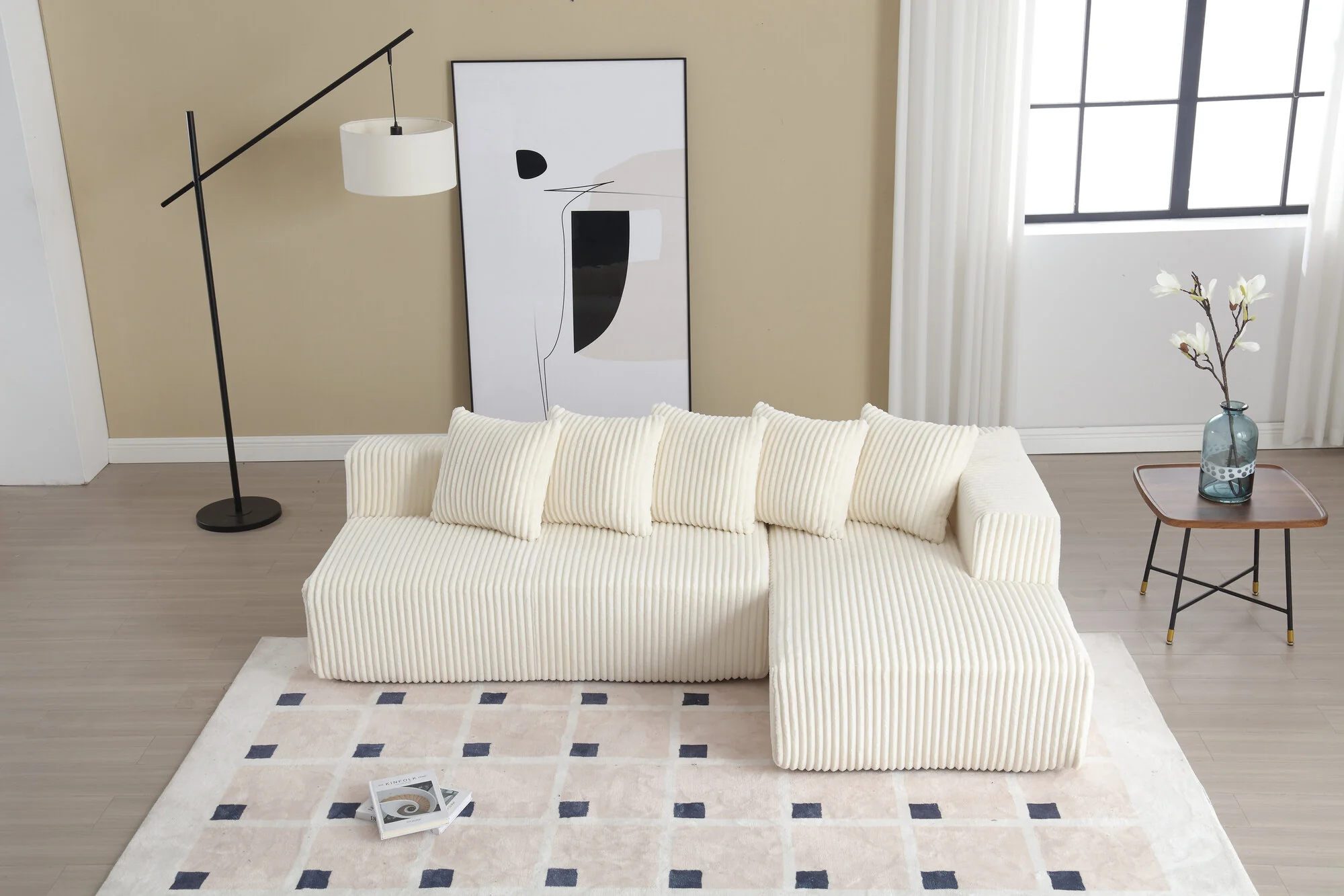 Alexus Corduroy Fabric Sectional Lounge - Image 45