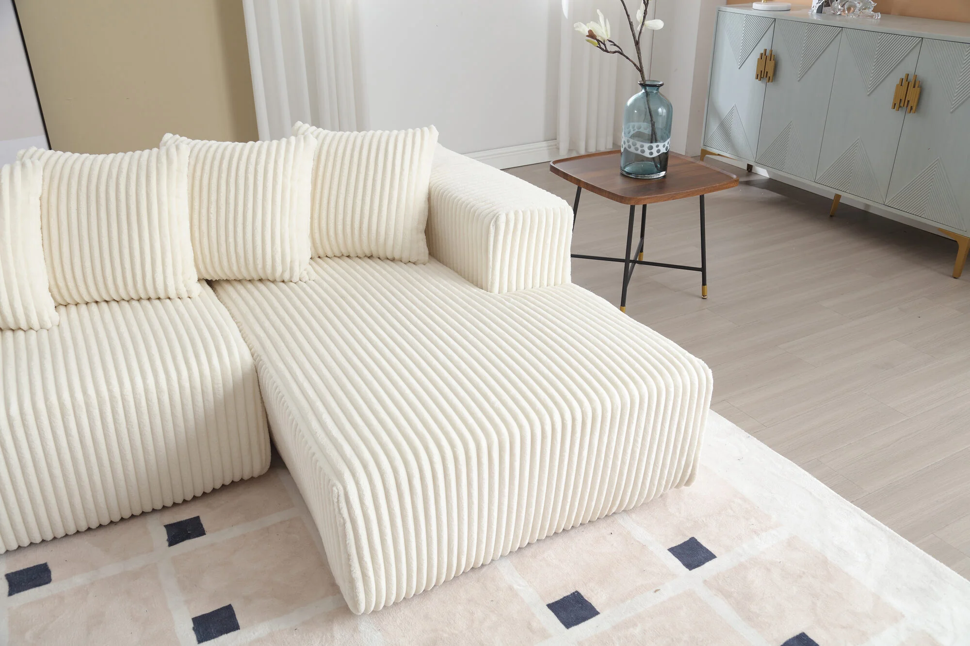 Alexus Corduroy Fabric Sectional Lounge - Image 46
