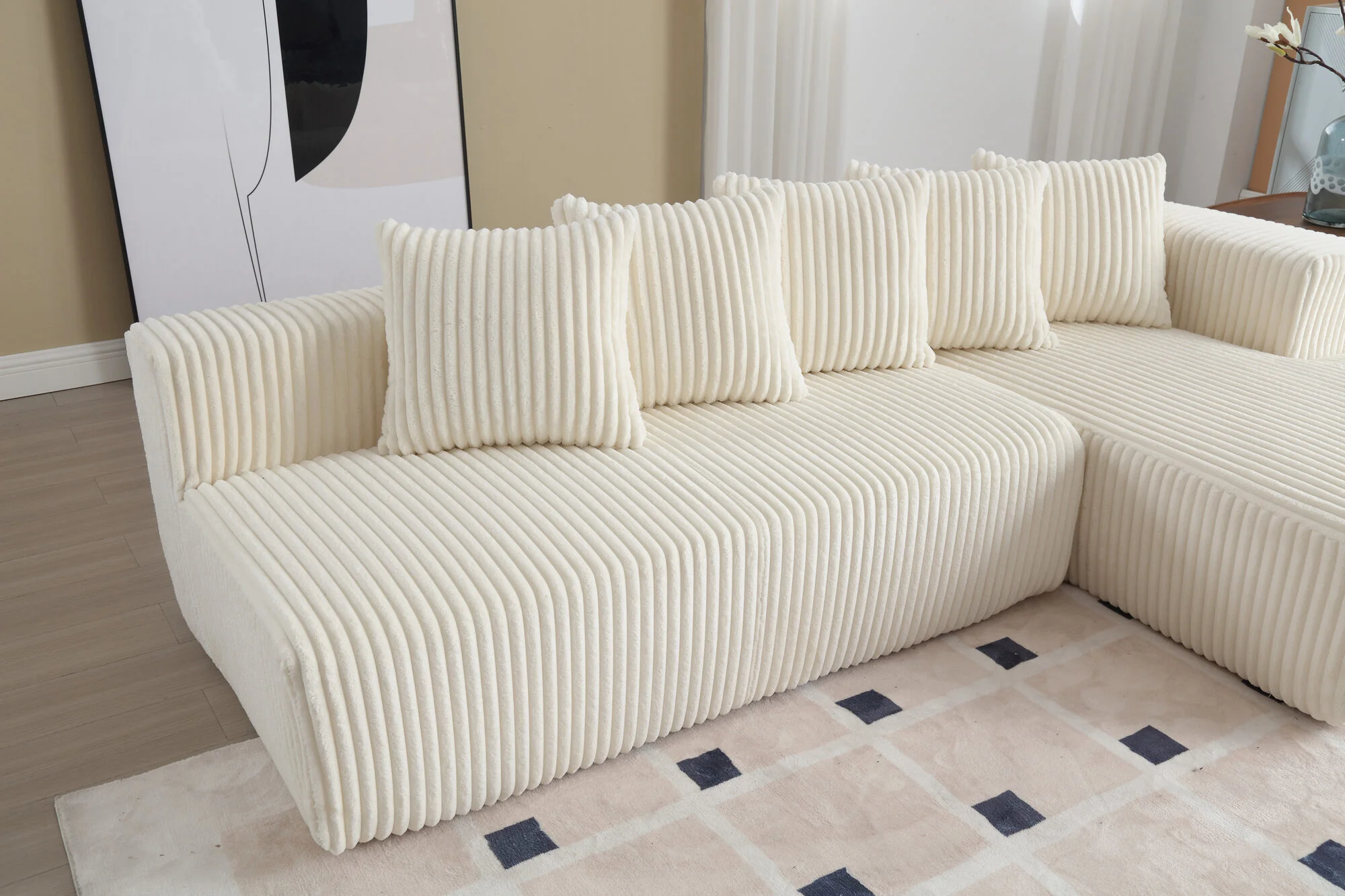 Alexus Corduroy Fabric Sectional Lounge - Image 47