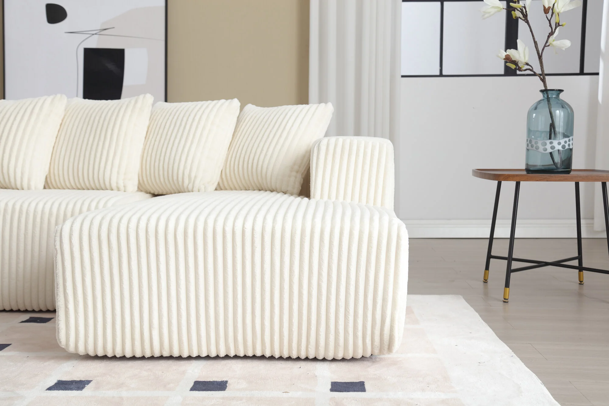Alexus Corduroy Fabric Sectional Lounge - Image 48