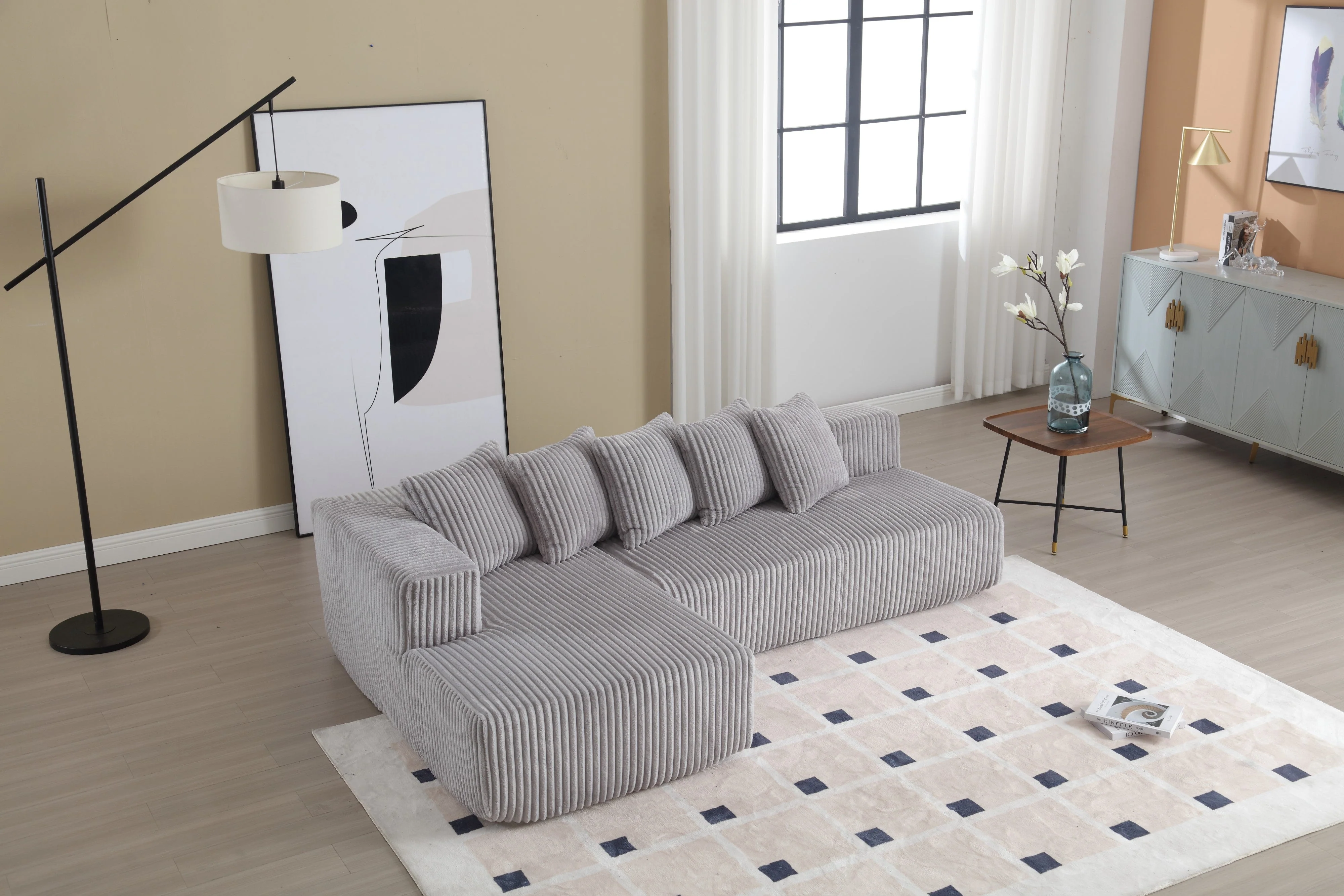 Alexus Corduroy Fabric Sectional Lounge - Image 5