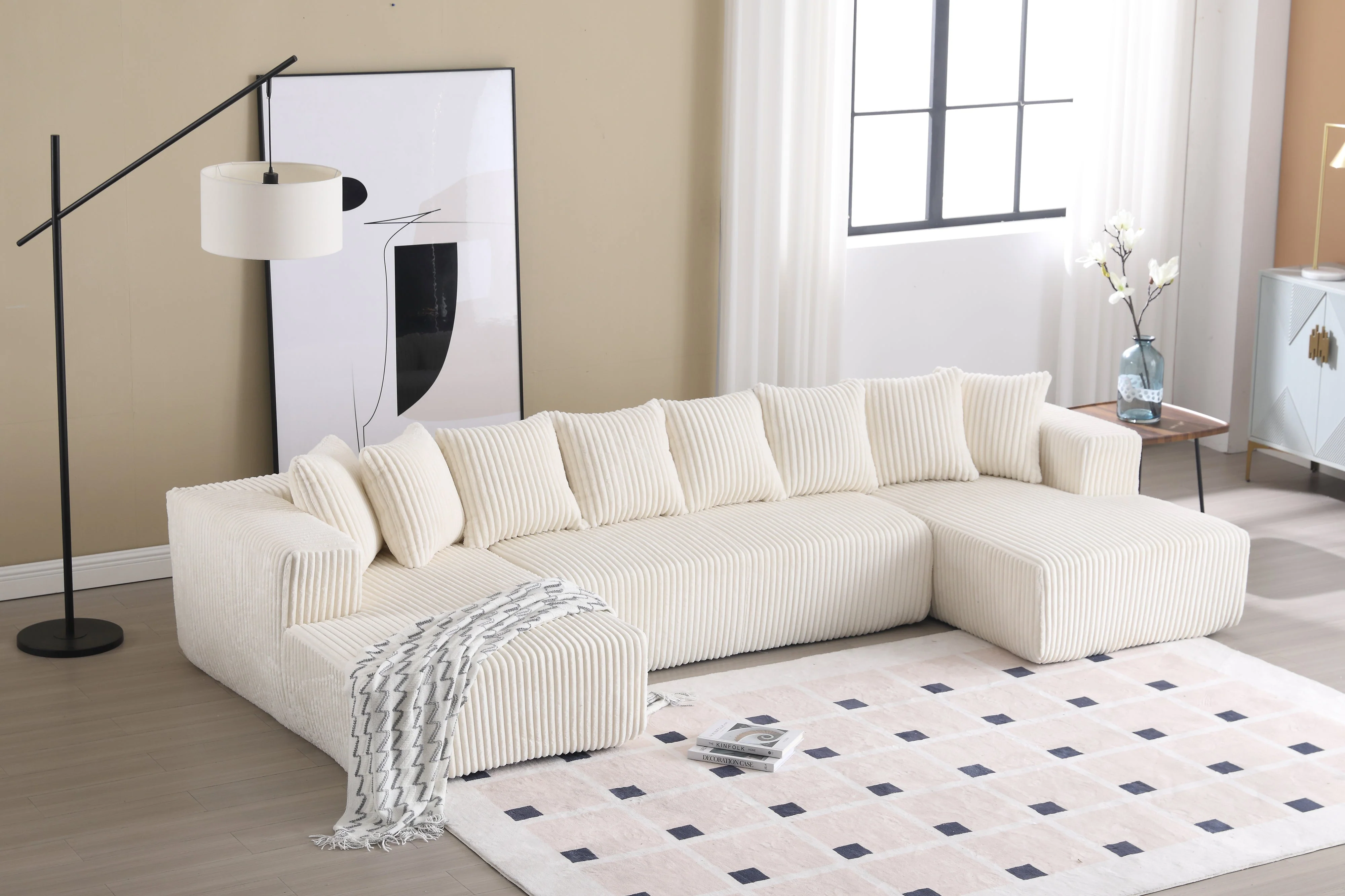 Alexus Corduroy Fabric Sectional Lounge - Image 52