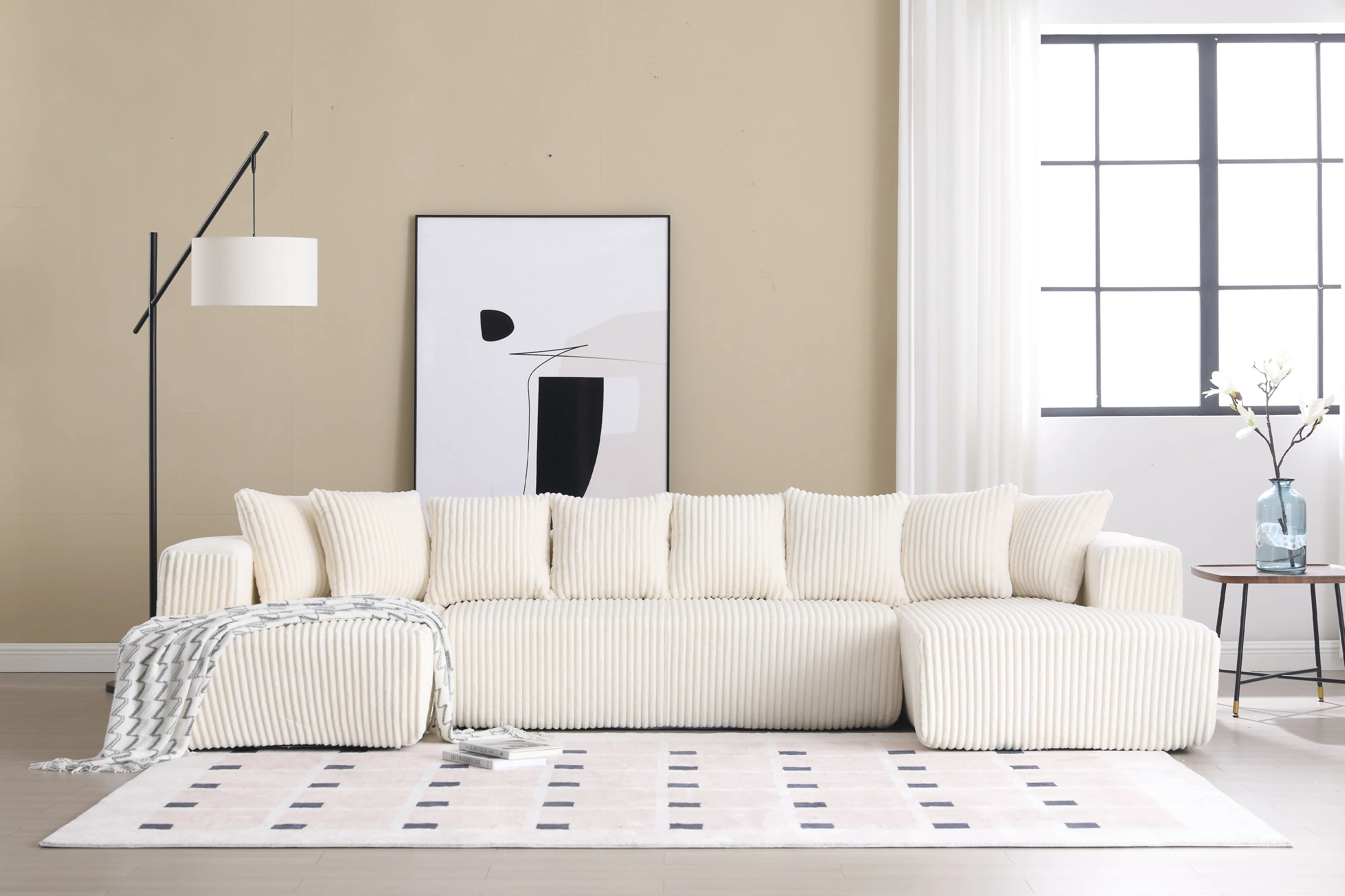 Alexus Corduroy Fabric Sectional Lounge - Image 54