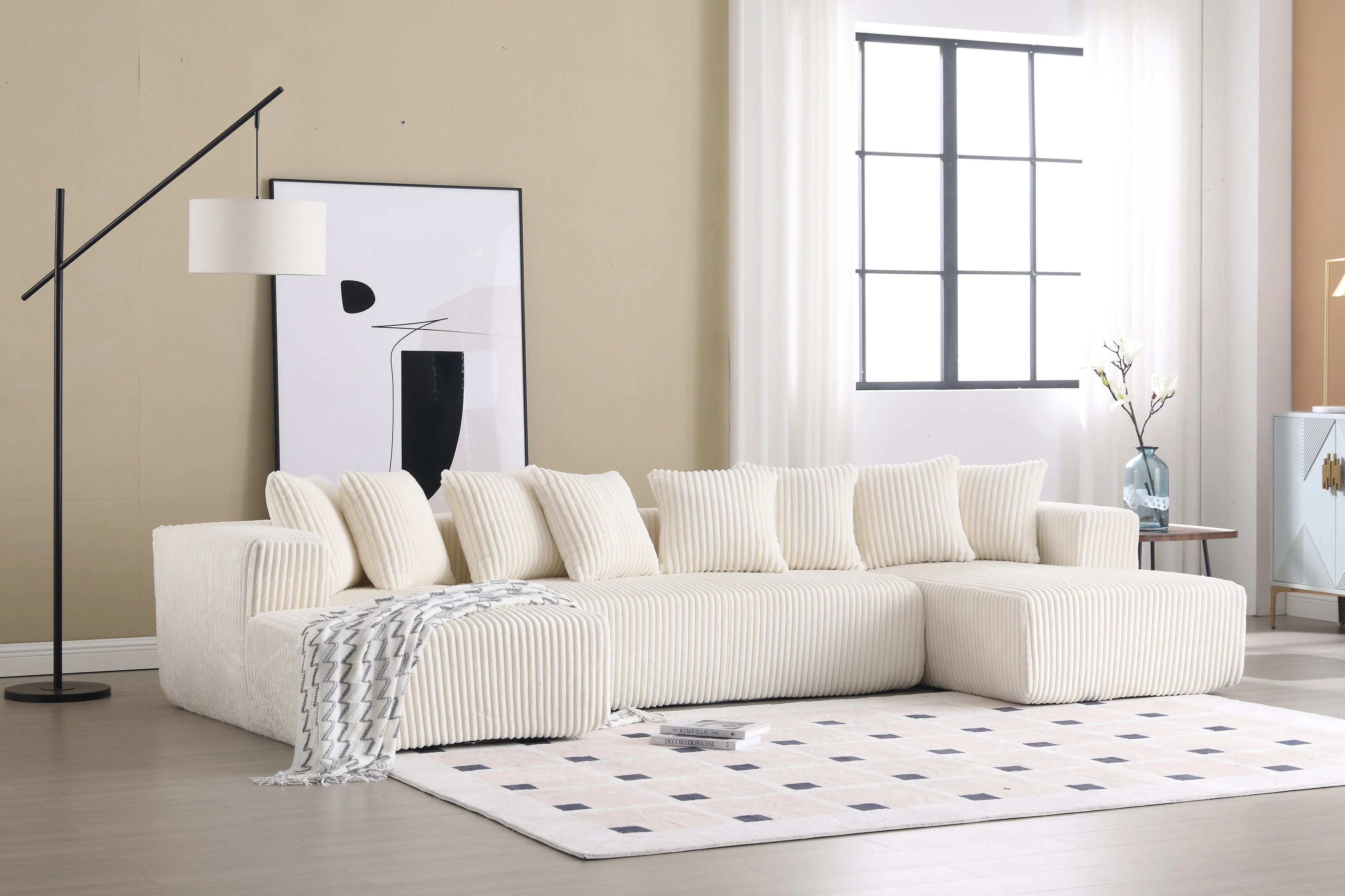 Alexus Corduroy Fabric Sectional Lounge - Image 55