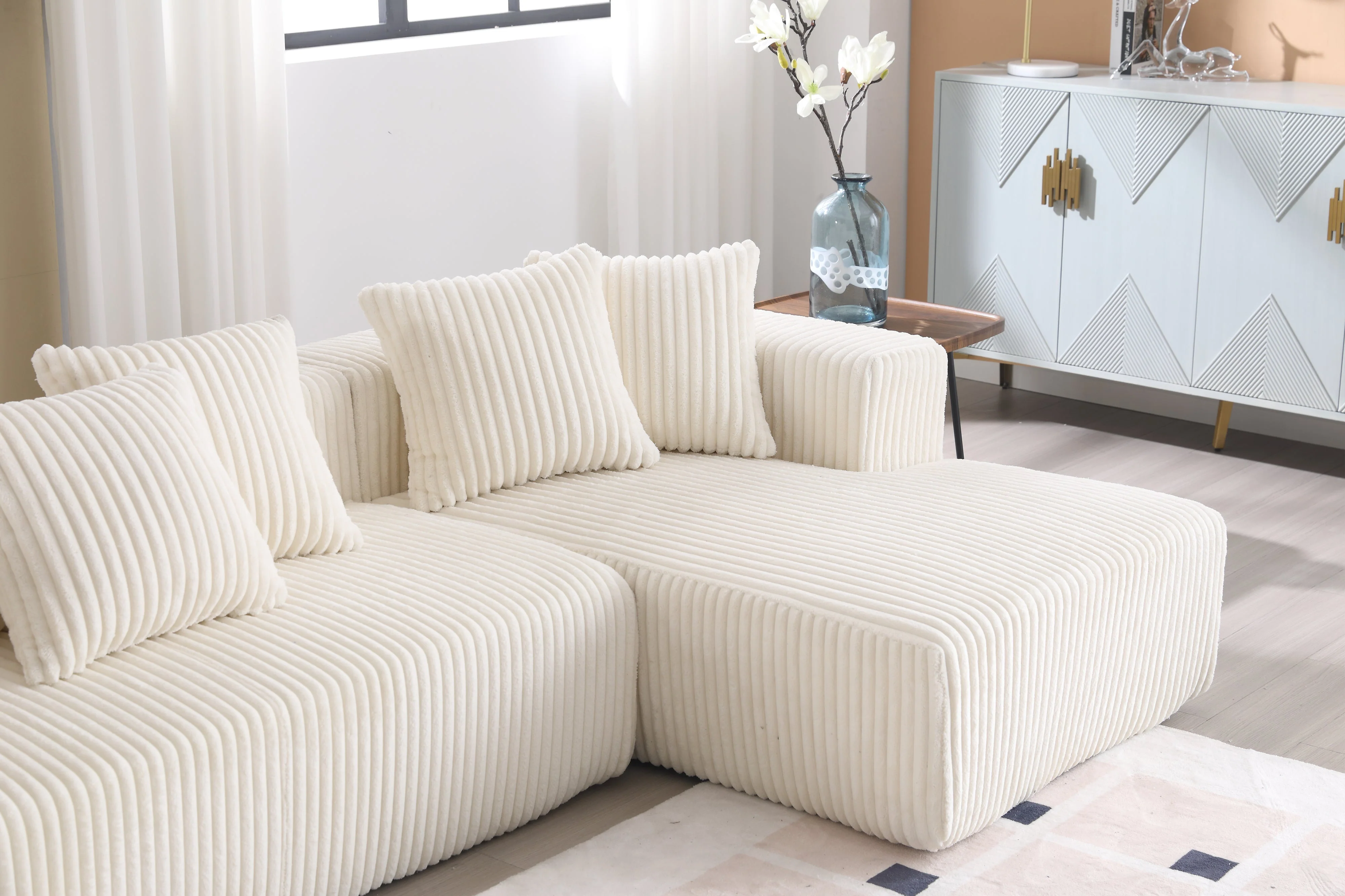 Alexus Corduroy Fabric Sectional Lounge - Image 56