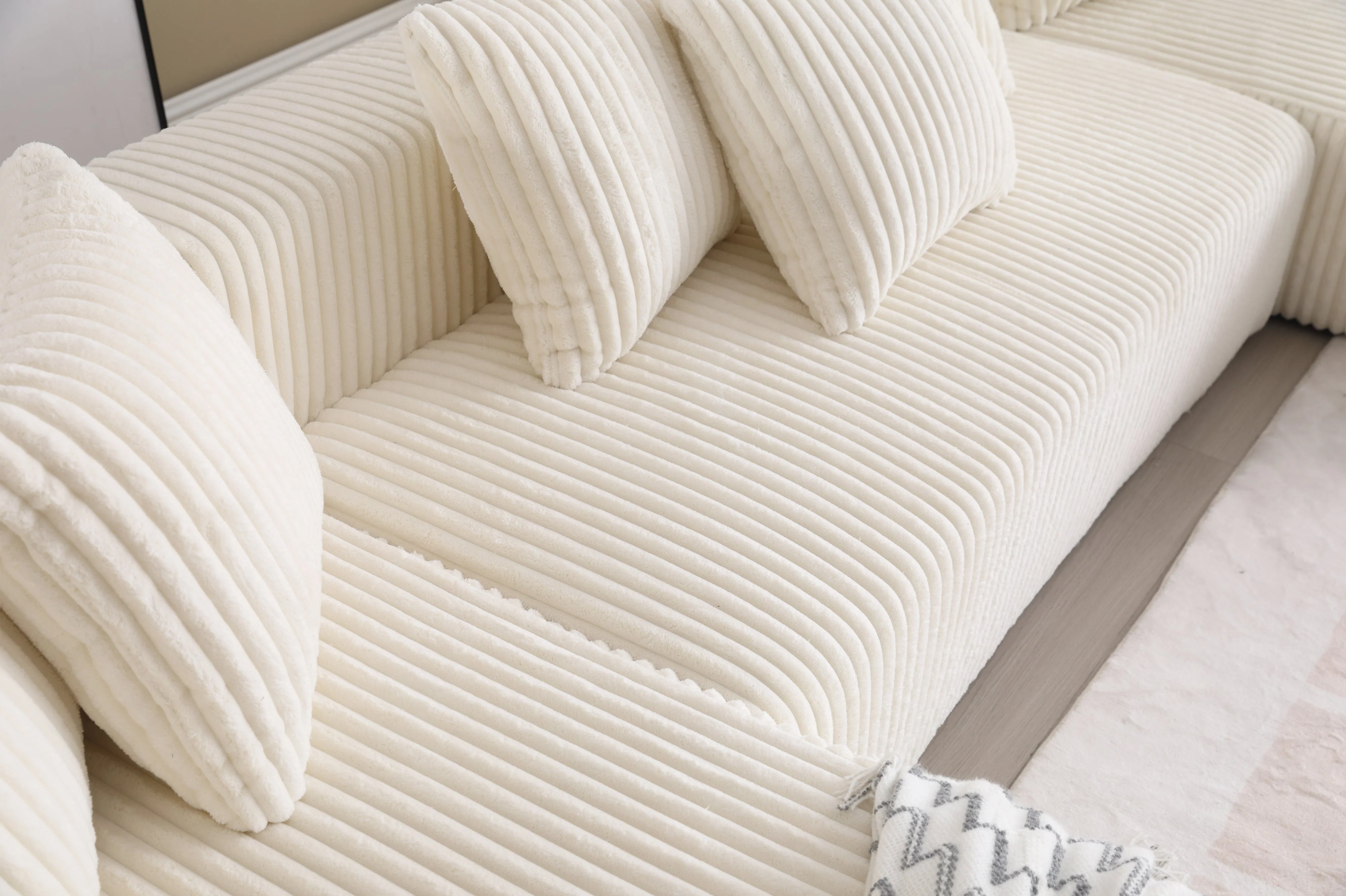 Alexus Corduroy Fabric Sectional Lounge - Image 58