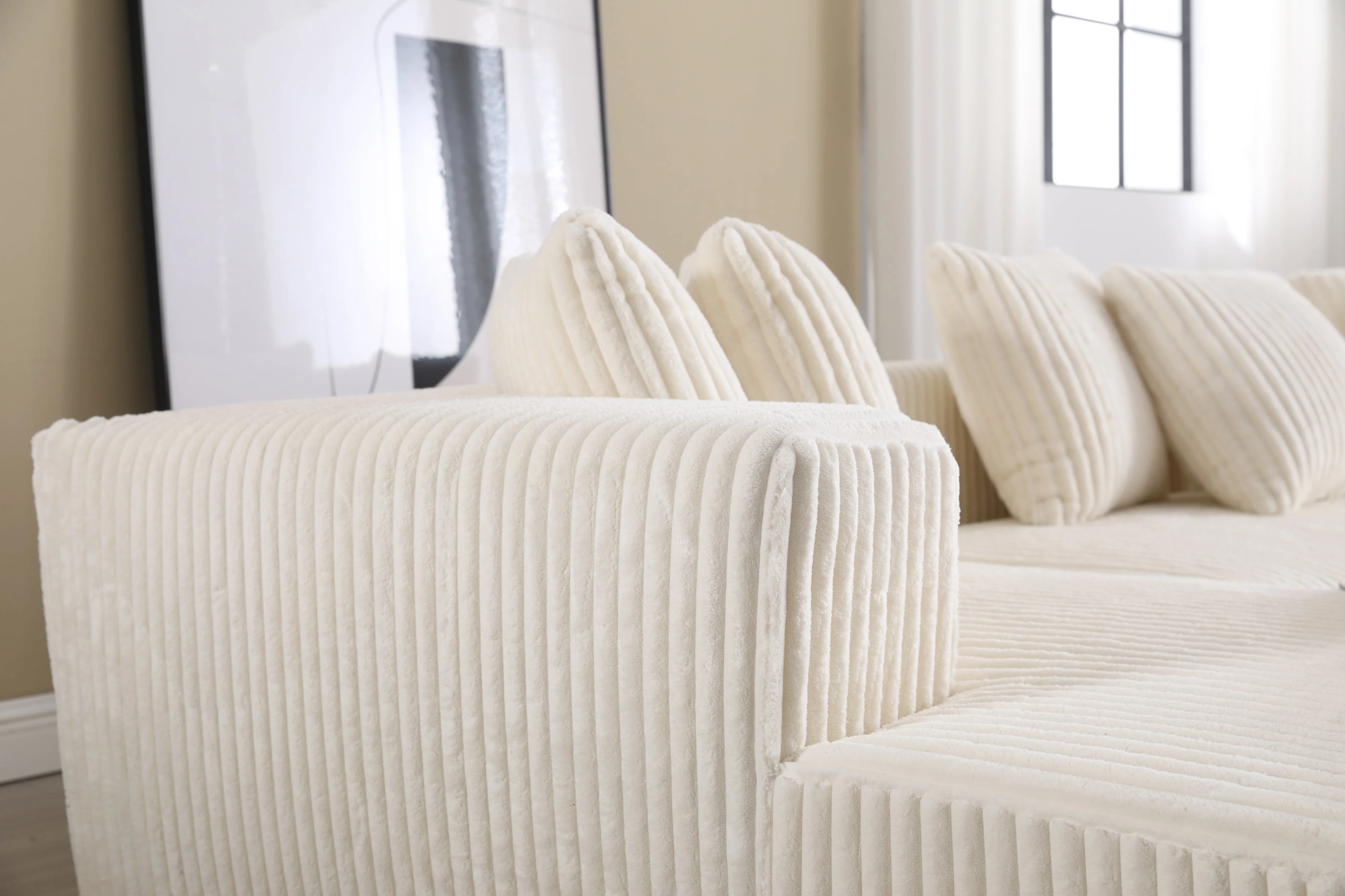 Alexus Corduroy Fabric Sectional Lounge - Image 60