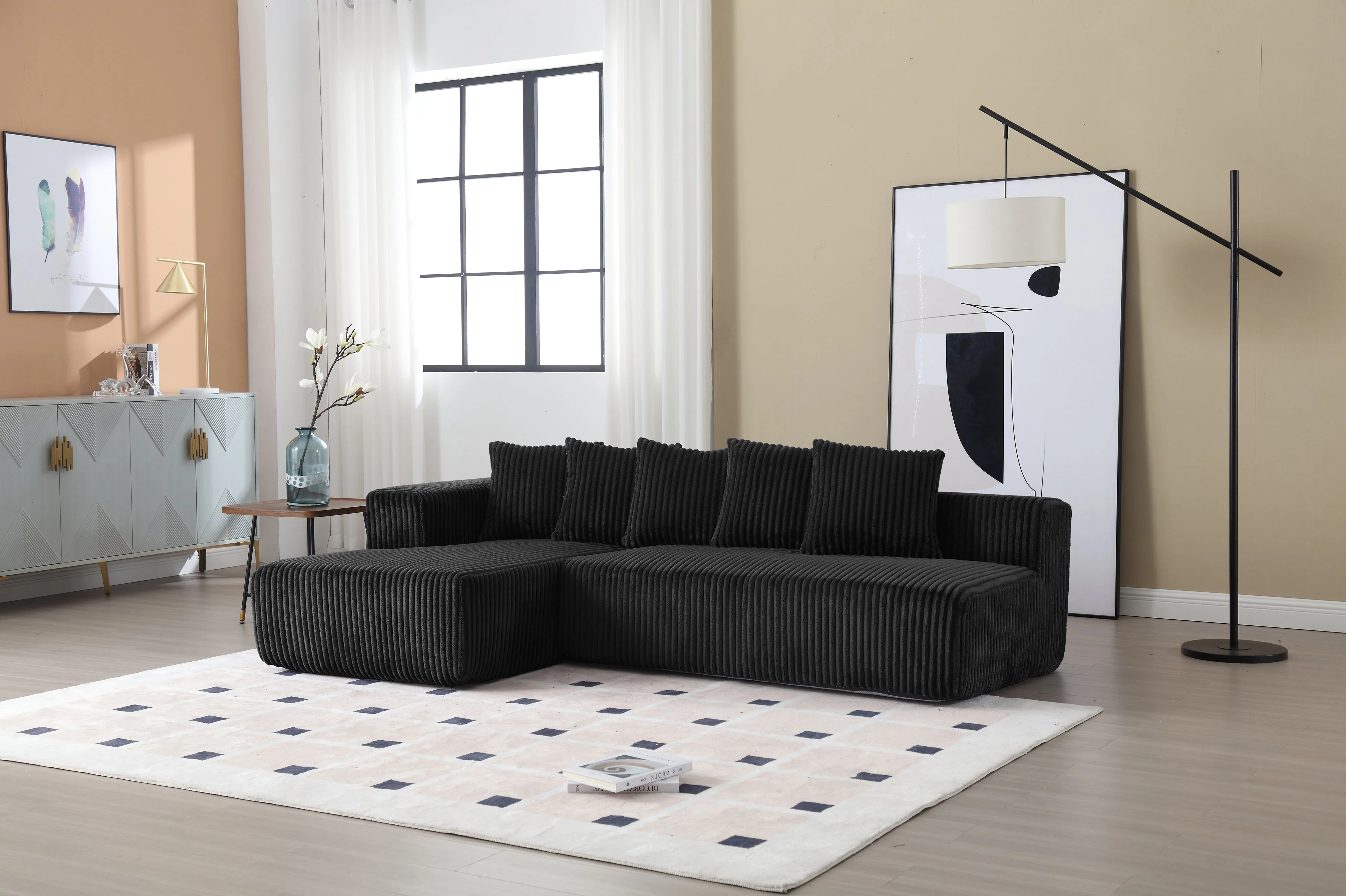 Alexus Corduroy Fabric Sectional Lounge - Image 65