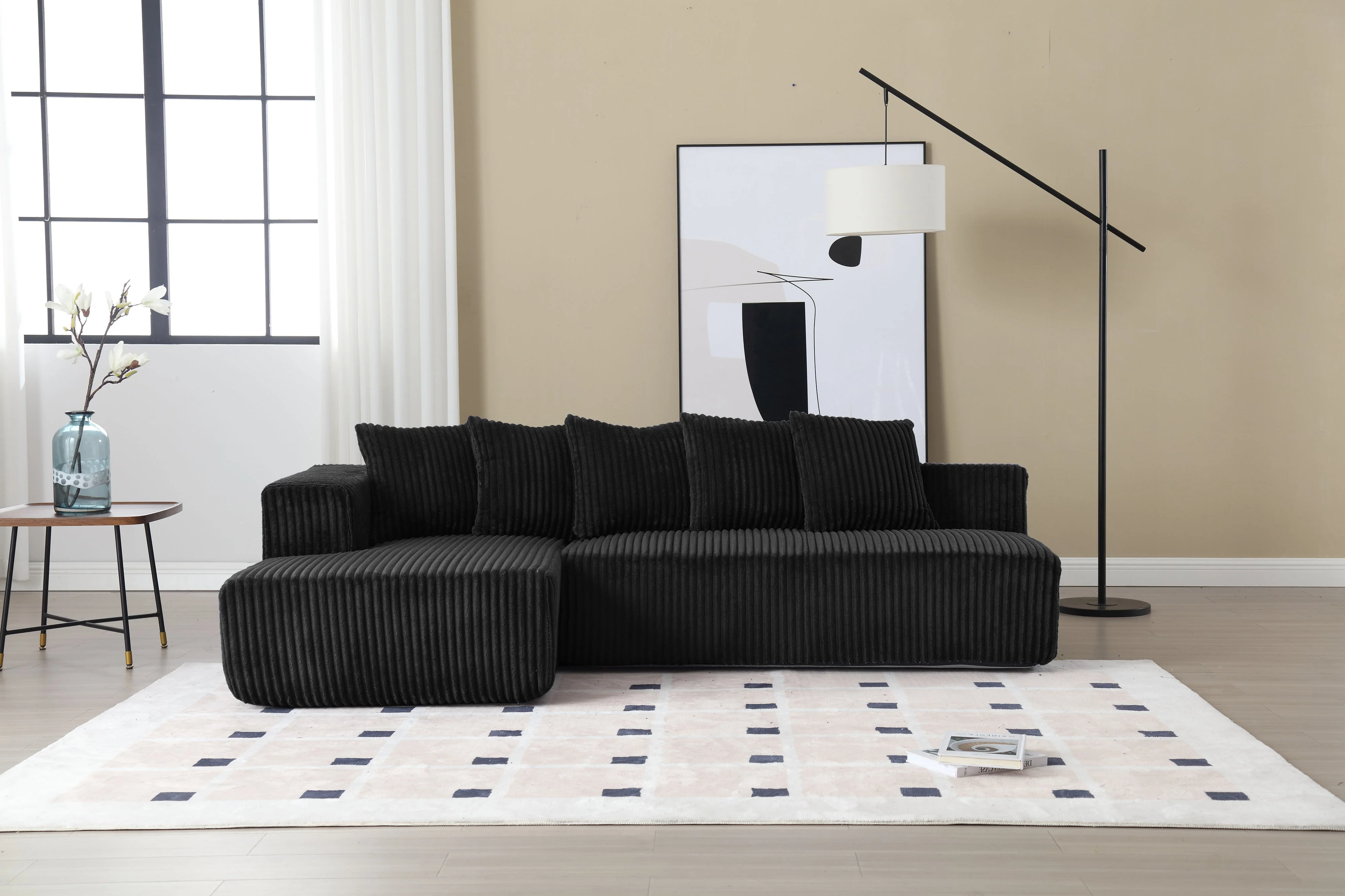 Alexus Corduroy Fabric Sectional Lounge - Image 67