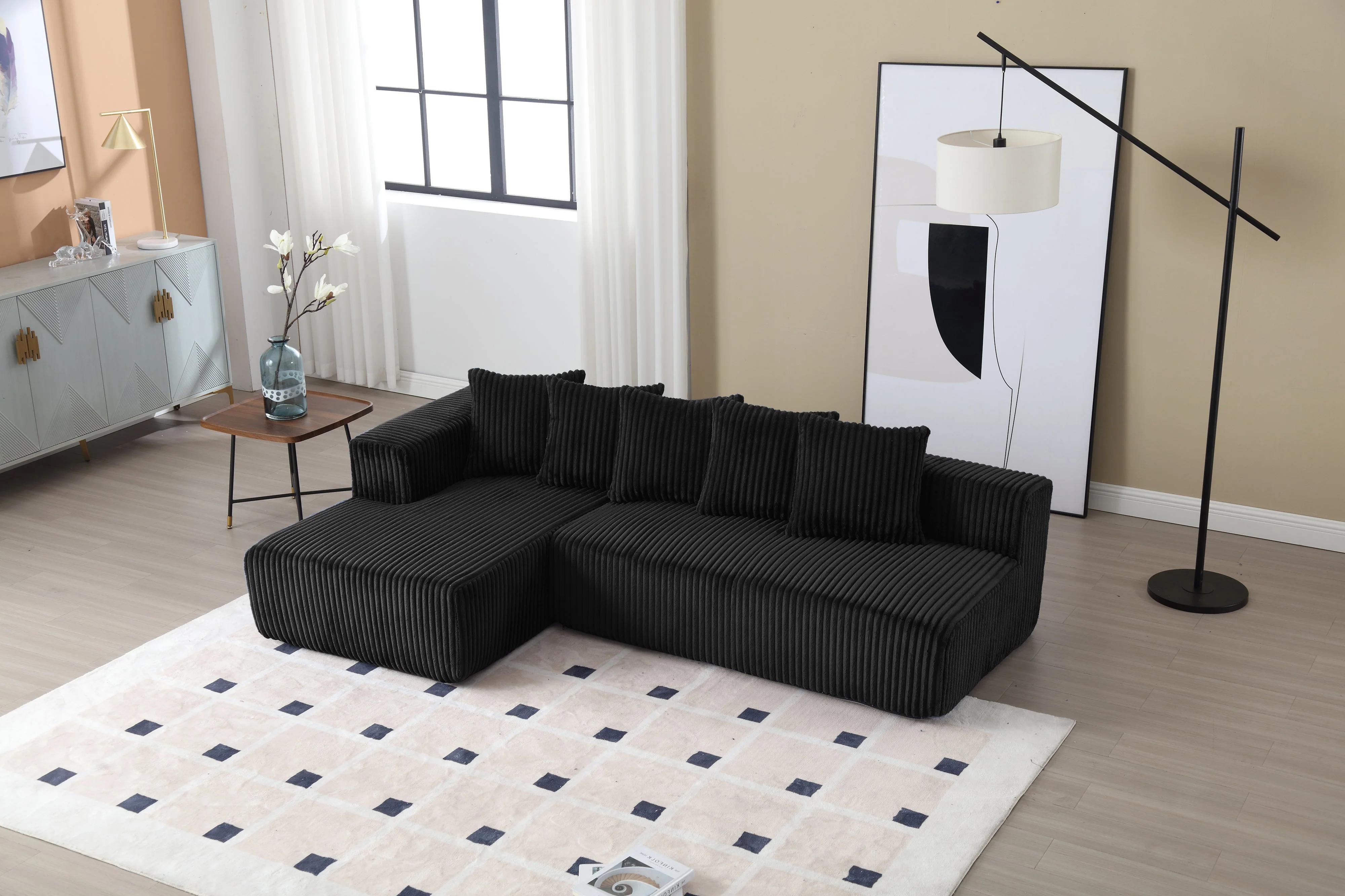 Alexus Corduroy Fabric Sectional Lounge - Image 68