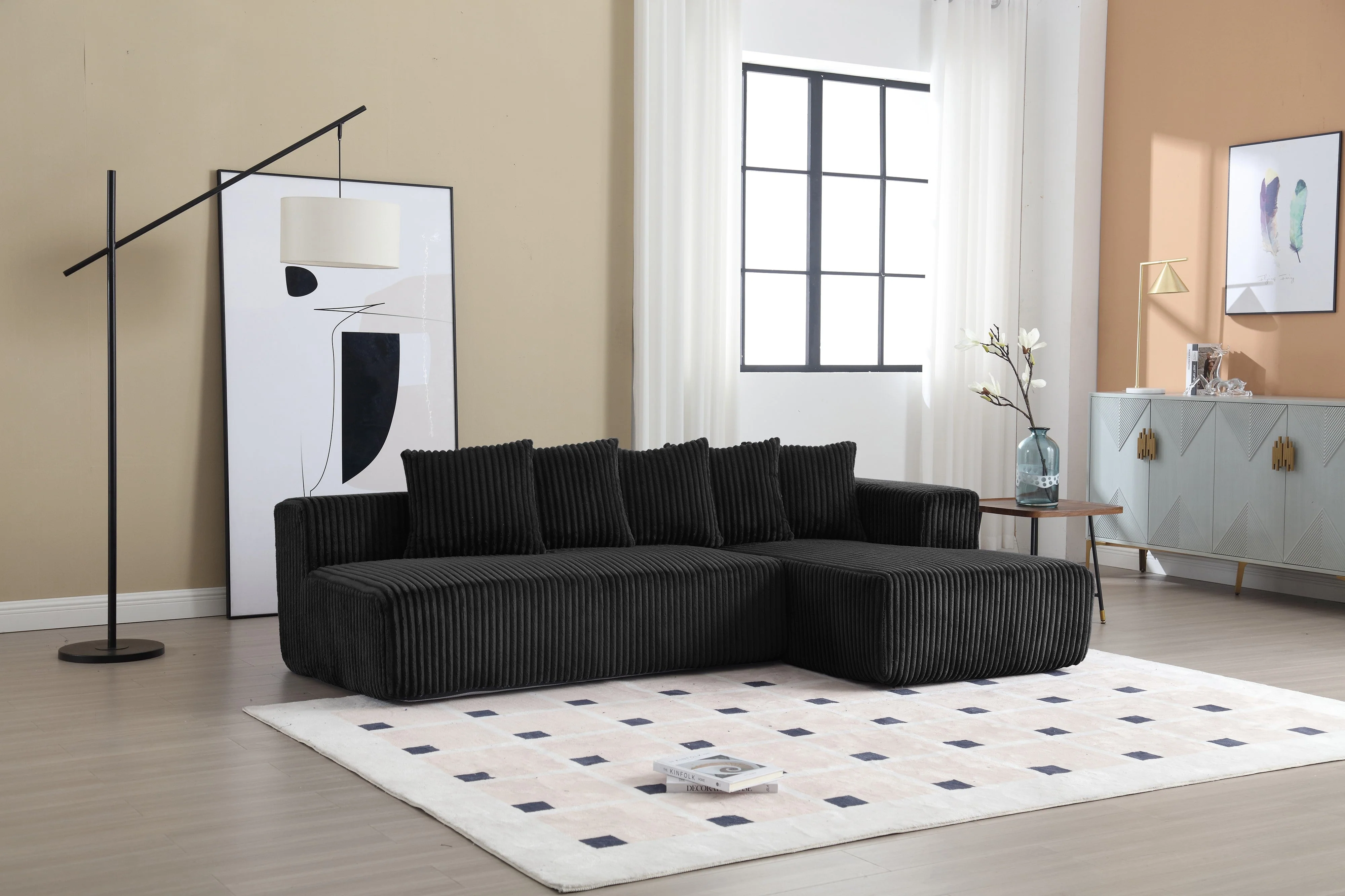 Alexus Corduroy Fabric Sectional Lounge - Image 75