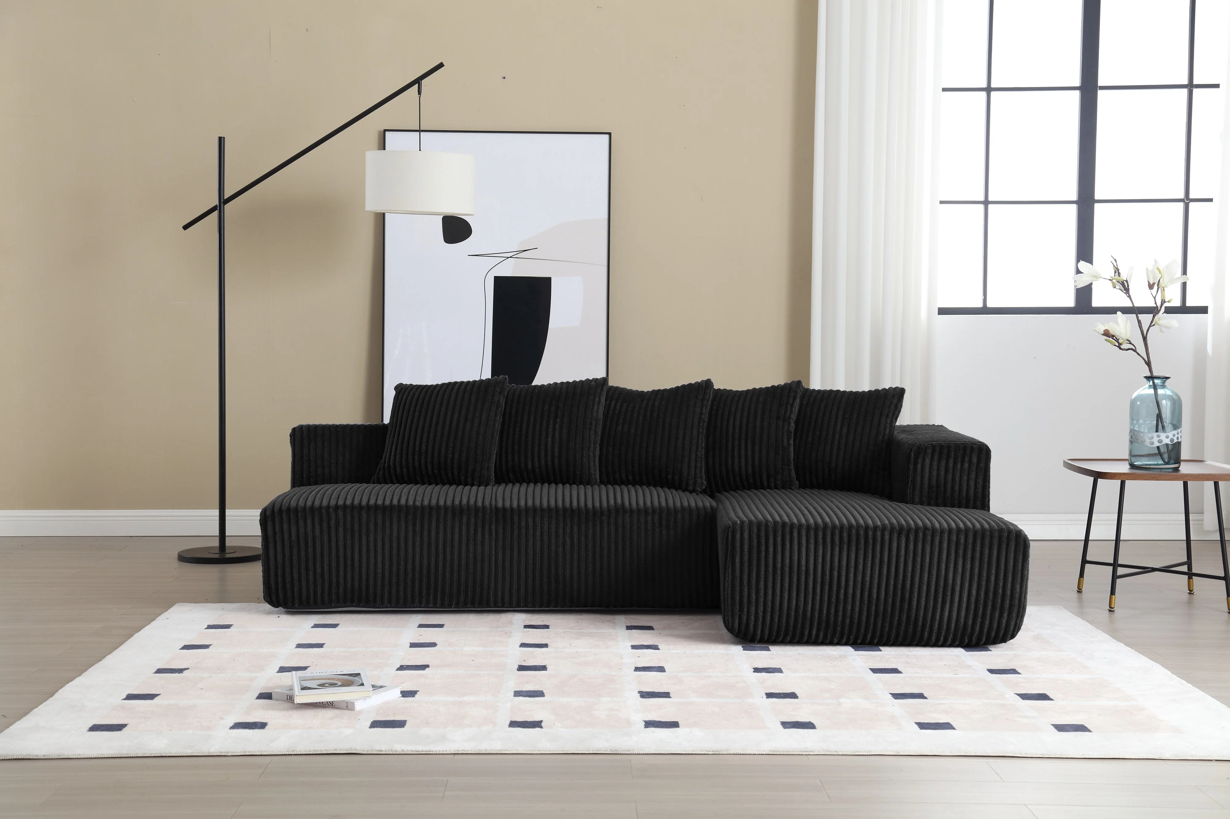 Alexus Corduroy Fabric Sectional Lounge - Image 77