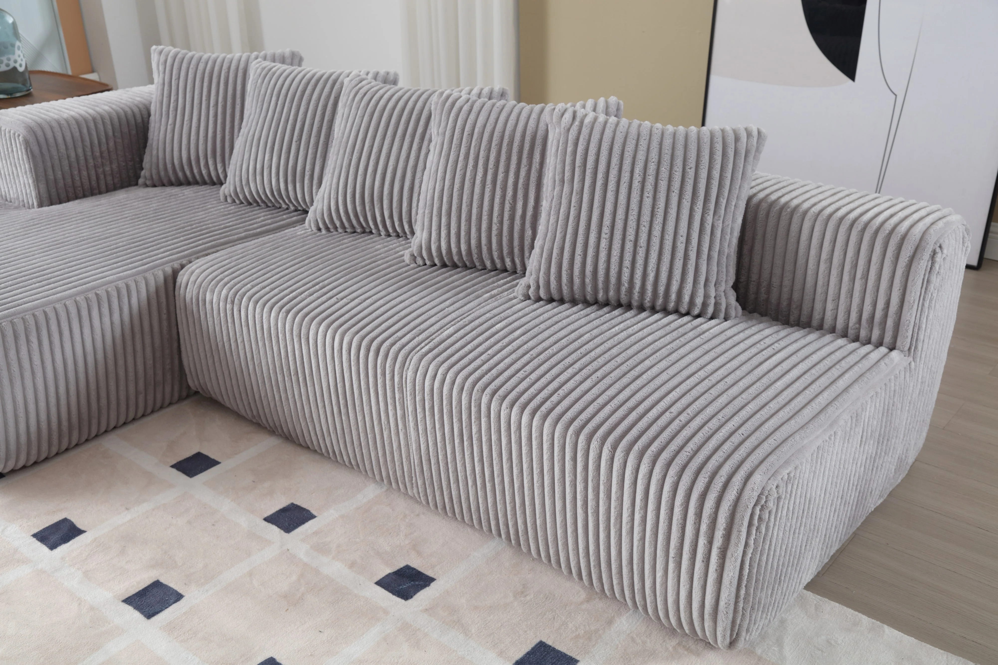 Alexus Corduroy Fabric Sectional Lounge - Image 8