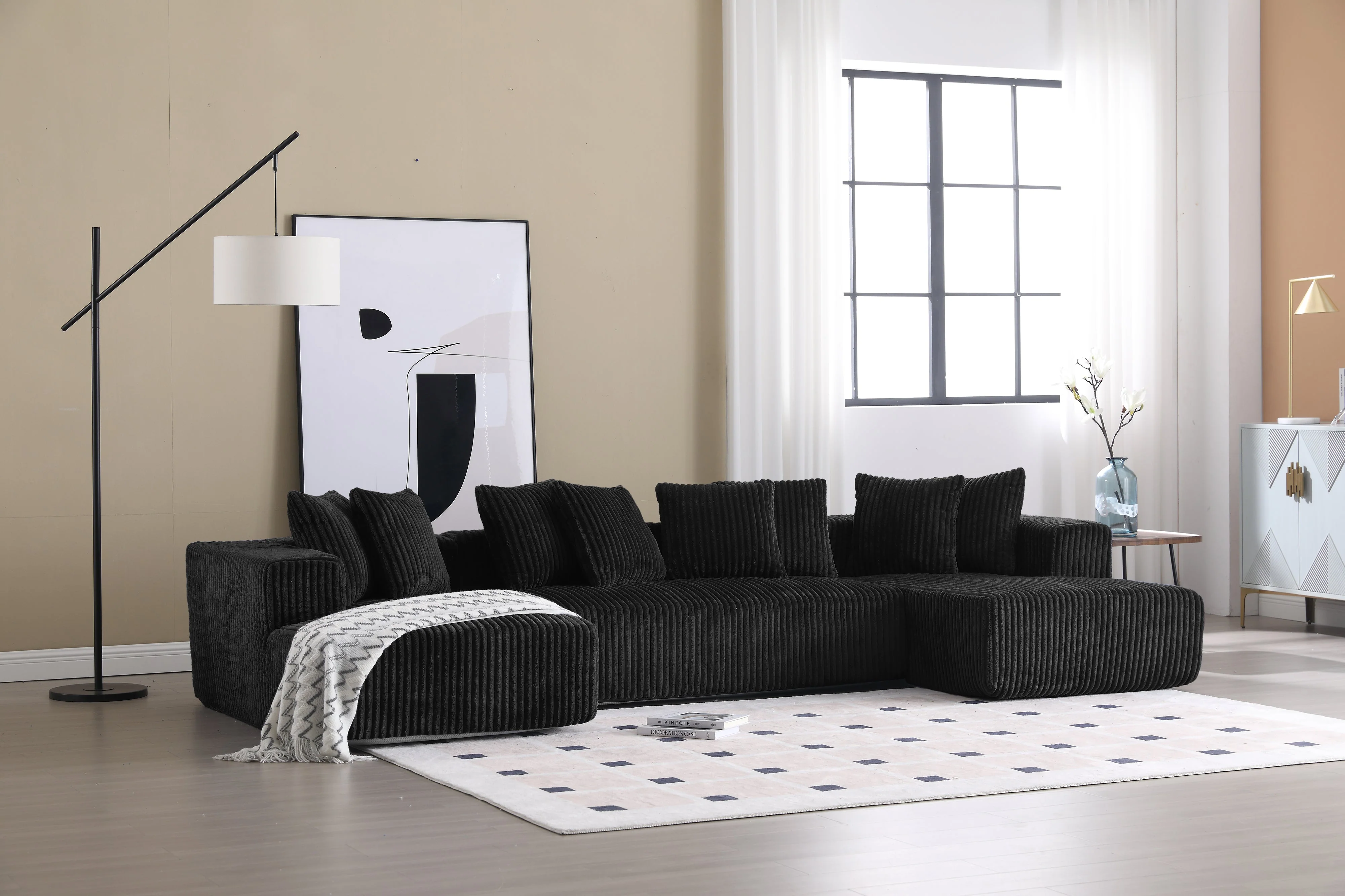 Alexus Corduroy Fabric Sectional Lounge - Image 85