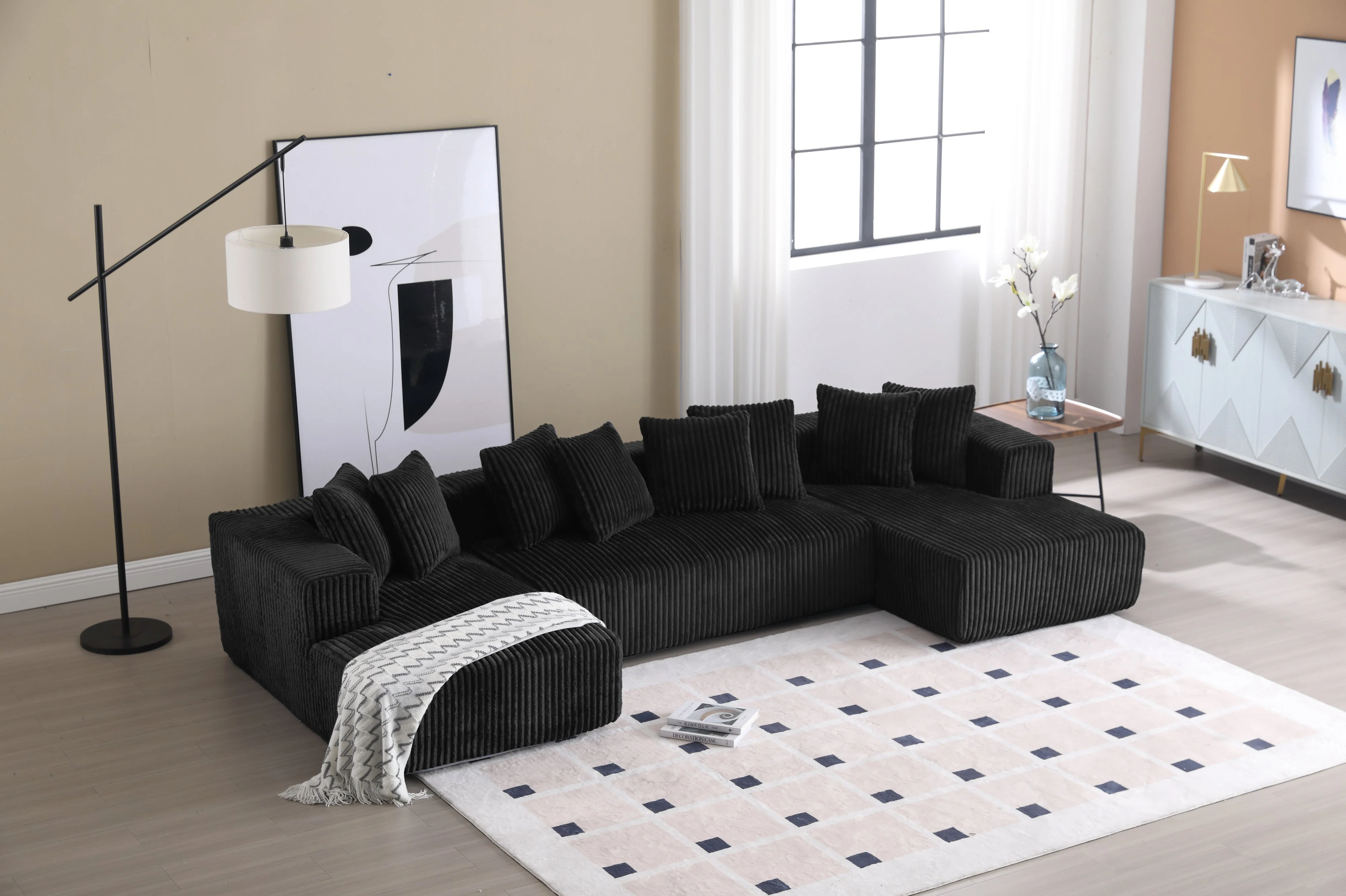Alexus Corduroy Fabric Sectional Lounge - Image 87