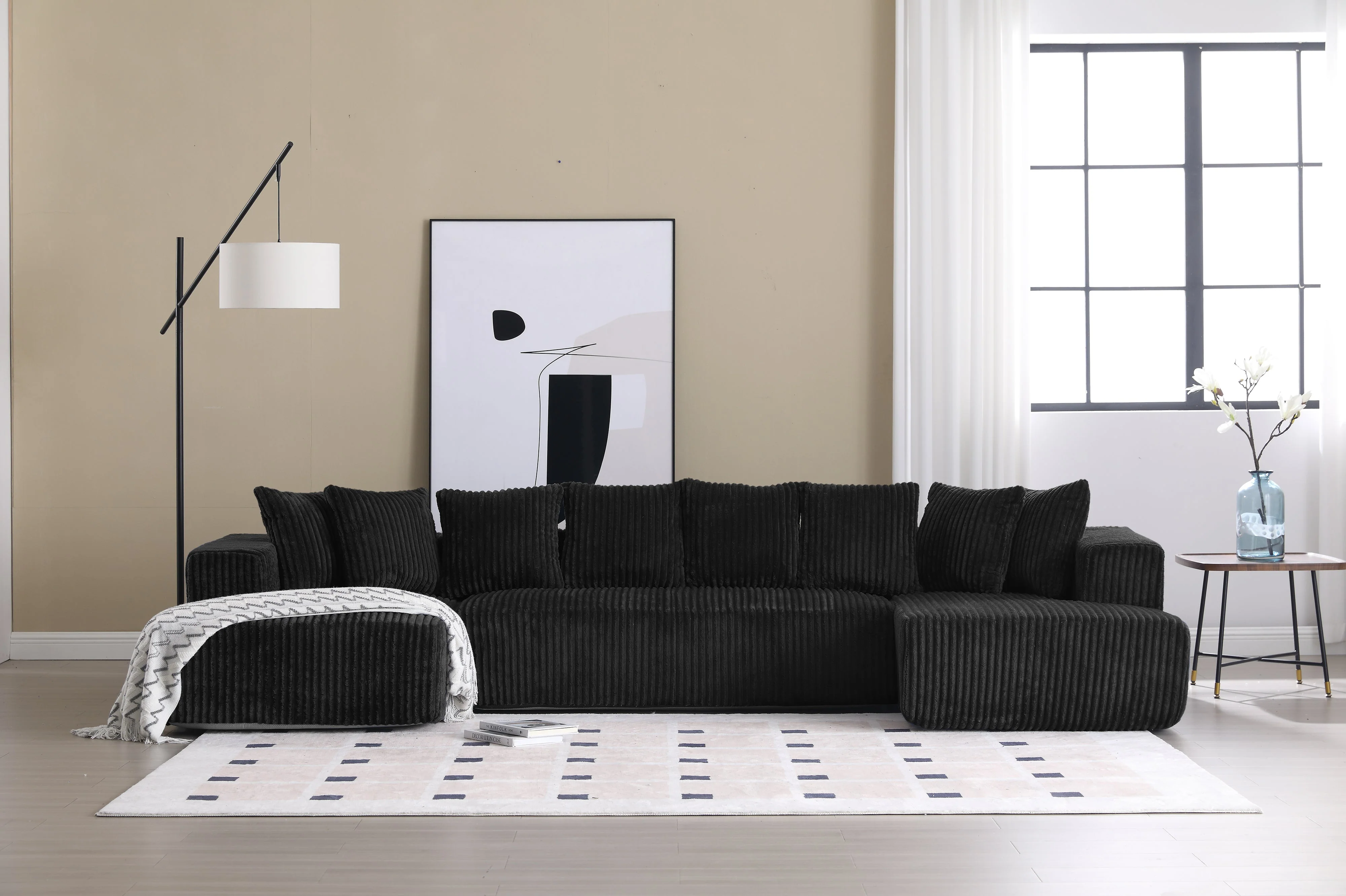 Alexus Corduroy Fabric Sectional Lounge - Image 88