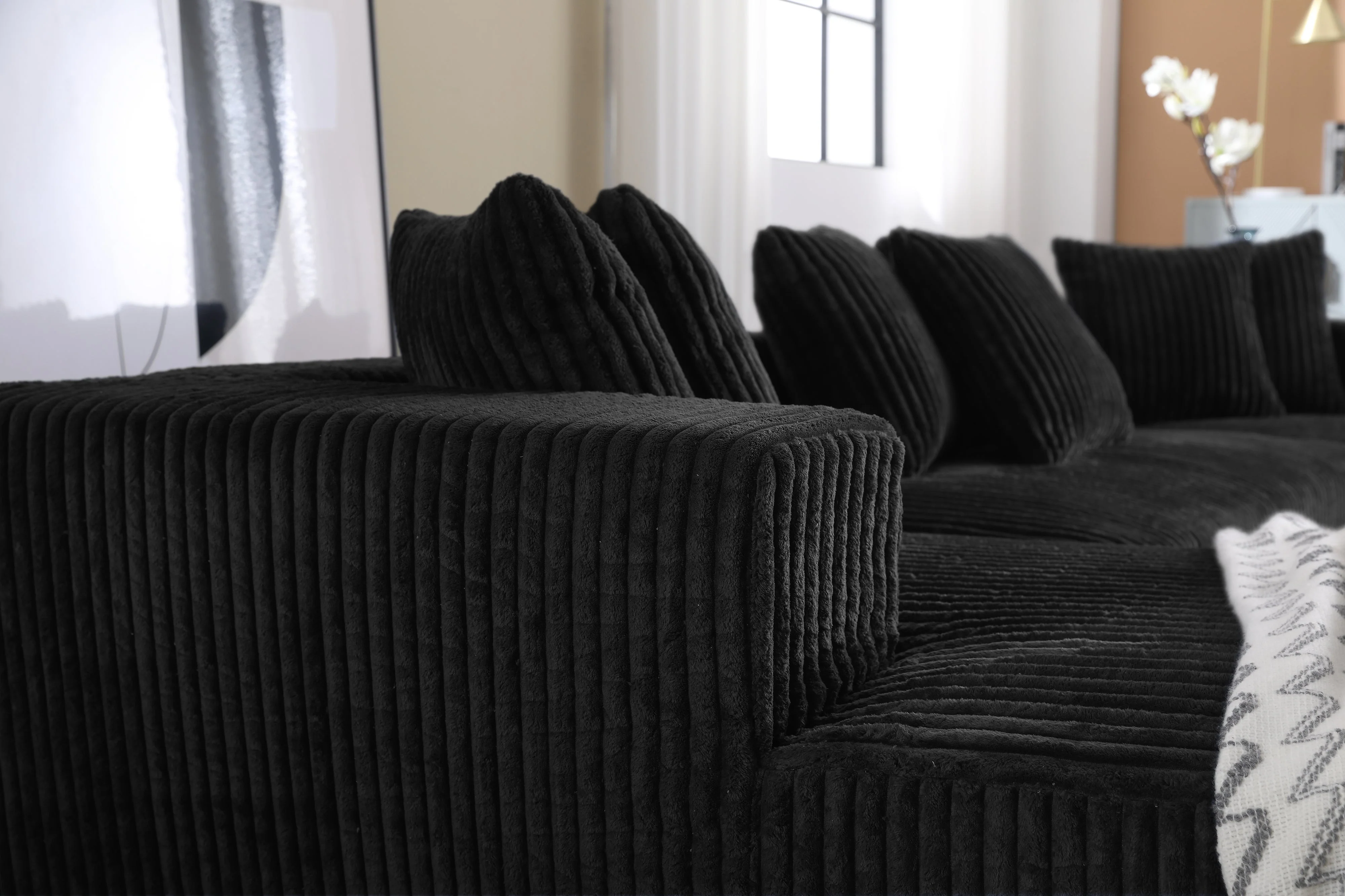 Alexus Corduroy Fabric Sectional Lounge - Image 92