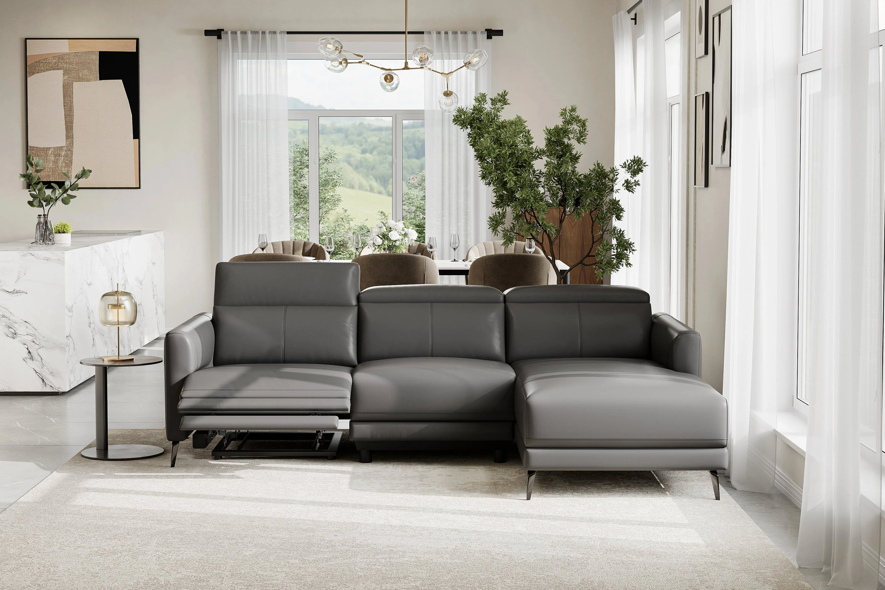 Andria Leather Reclining Sectional Lounge - Image 20