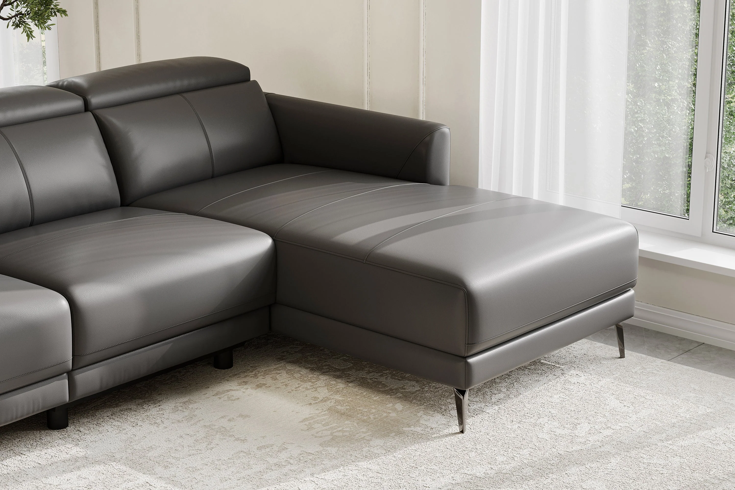 Andria Leather Reclining Sectional Lounge - Image 24