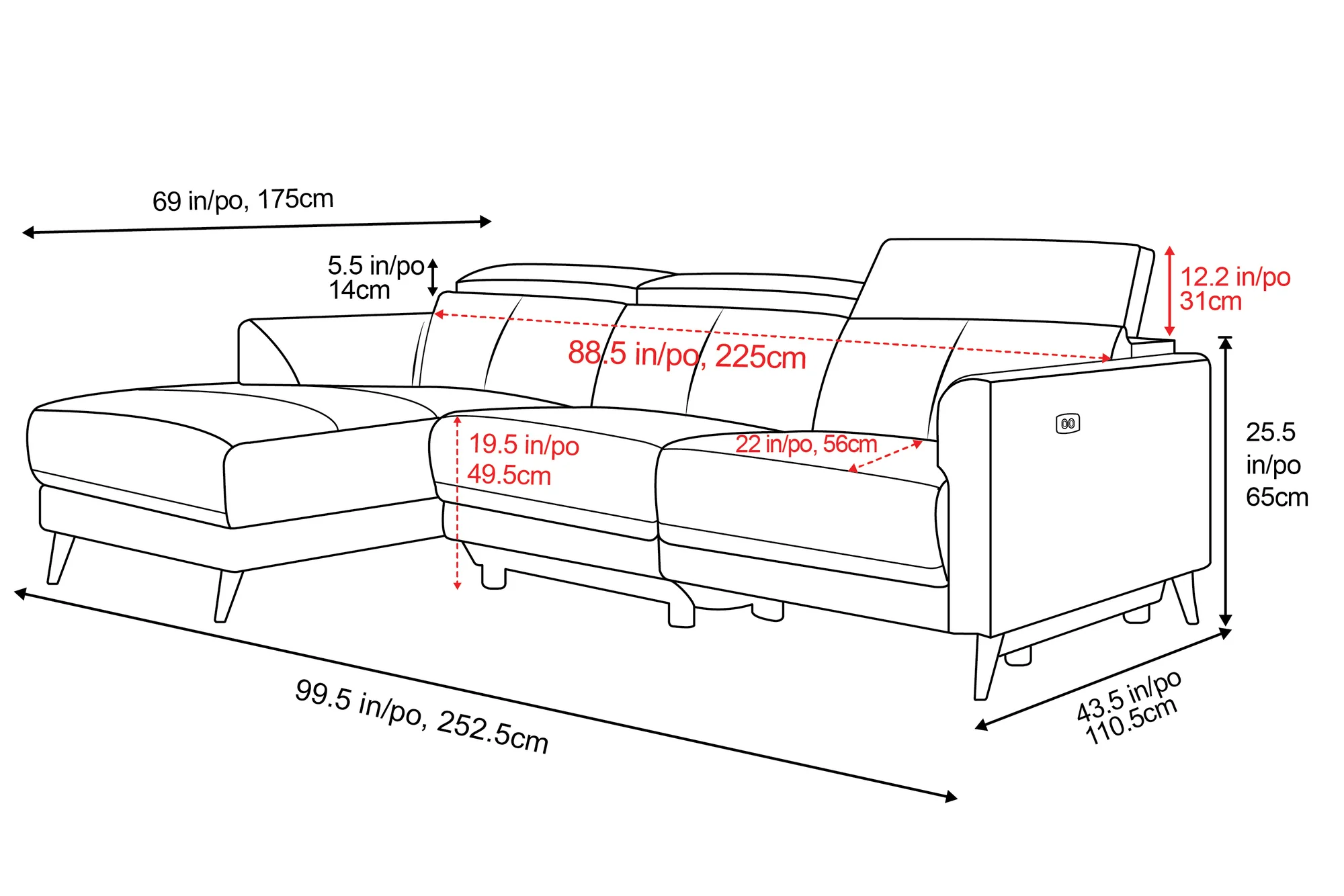 Andria Leather Reclining Sectional Lounge - Image 3