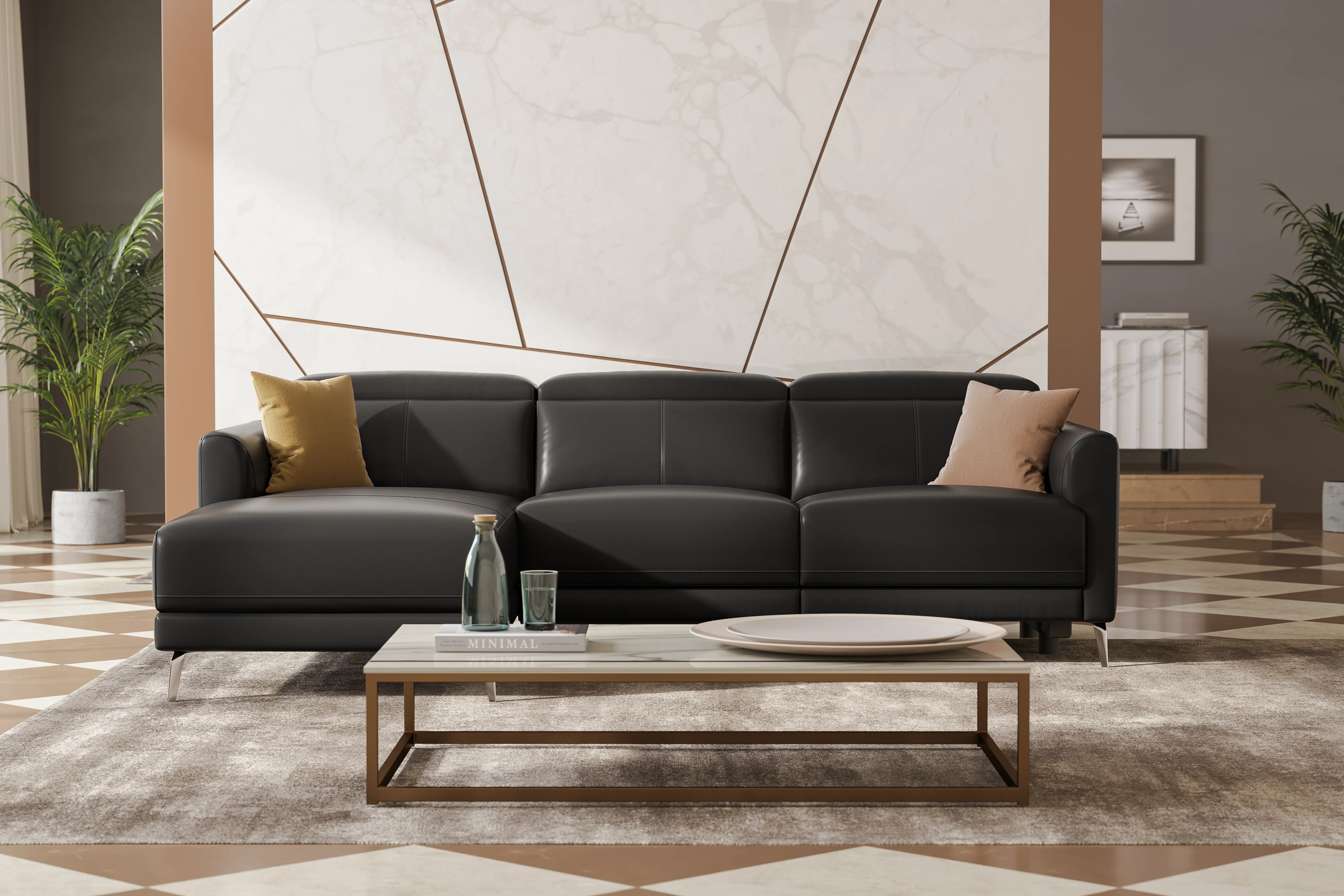 Andria Leather Reclining Sectional Lounge - Image 36