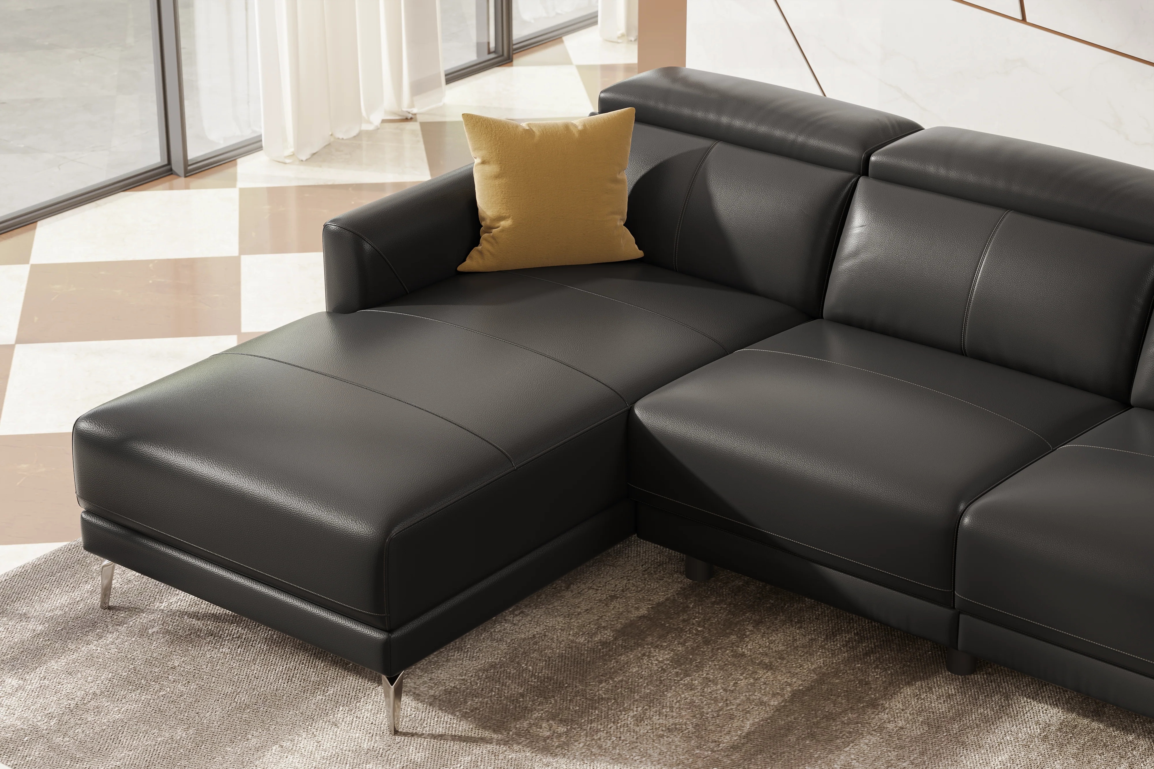 Andria Leather Reclining Sectional Lounge - Image 39
