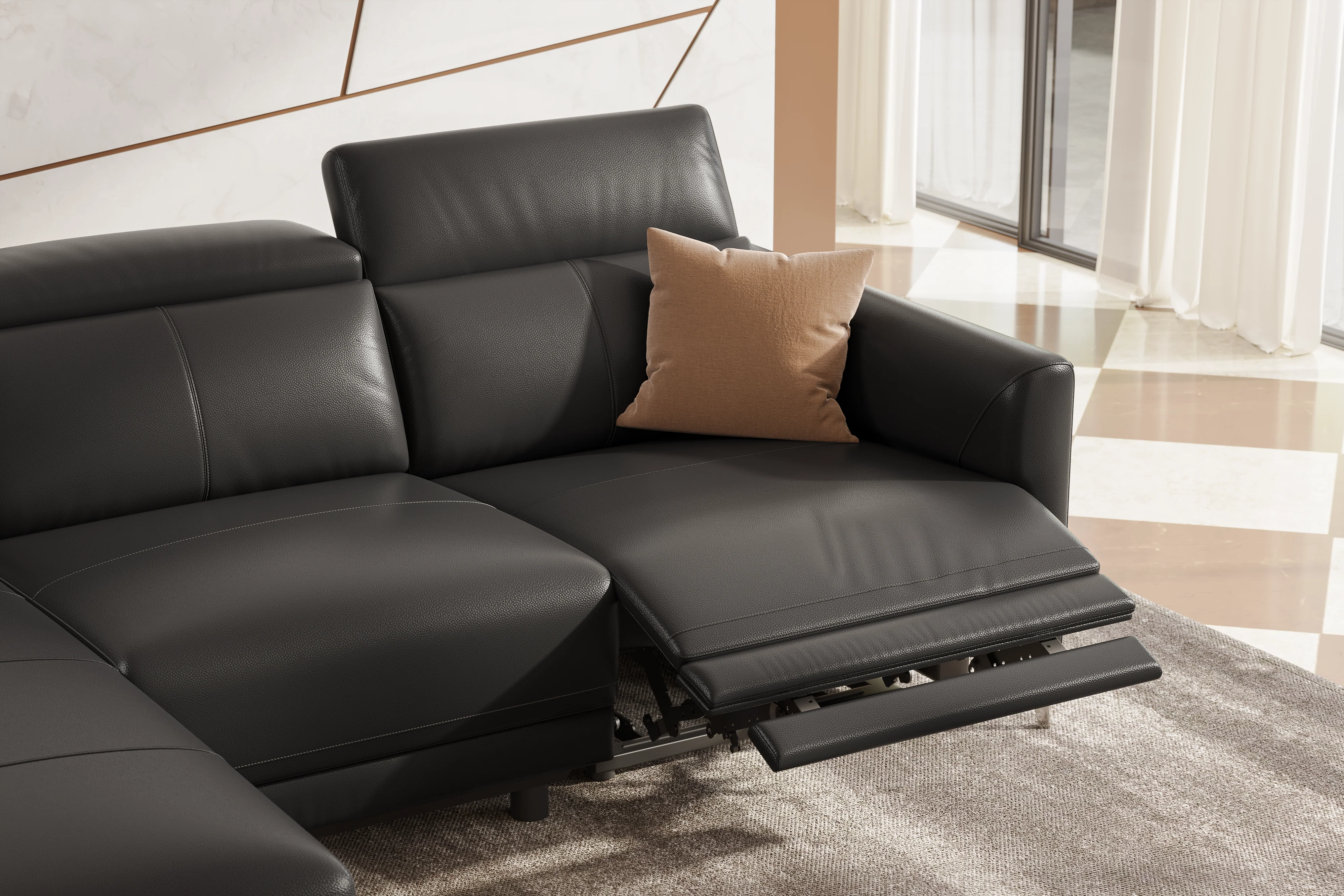 Andria Leather Reclining Sectional Lounge - Image 40