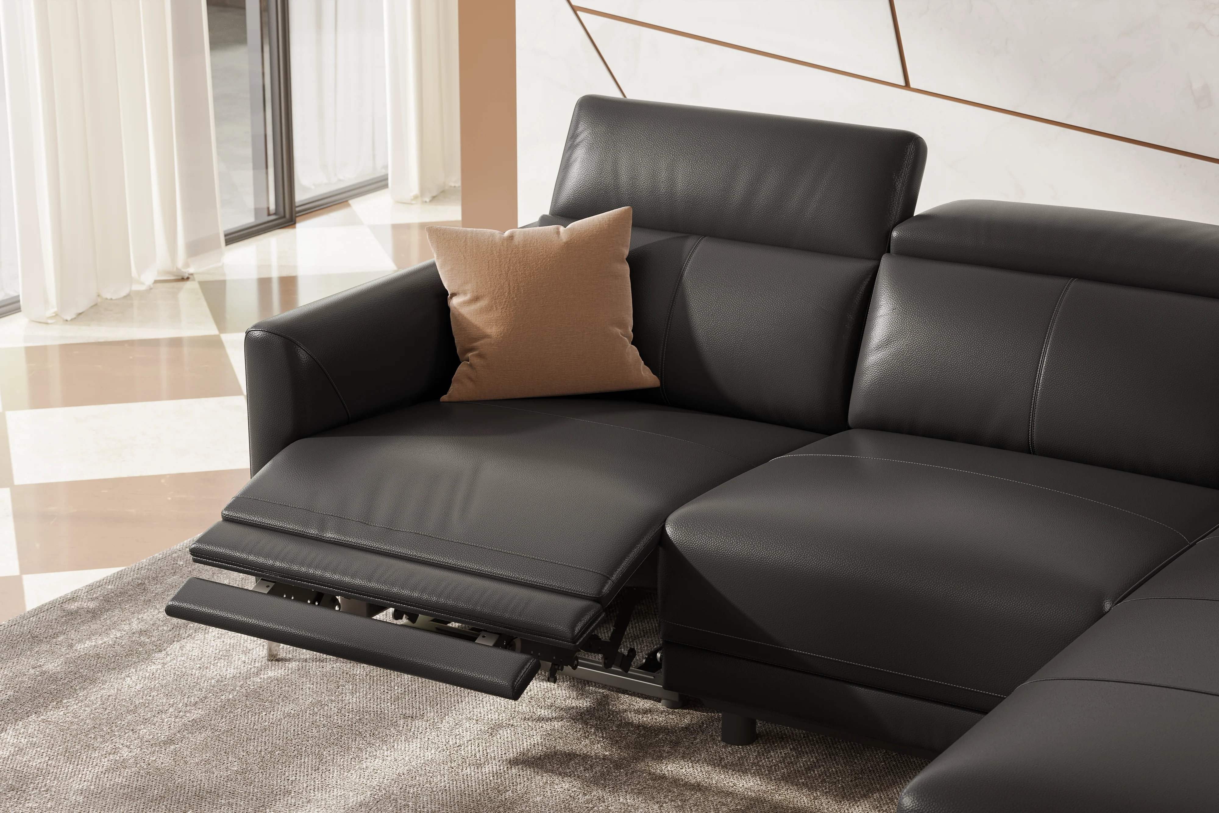 Andria Leather Reclining Sectional Lounge - Image 49