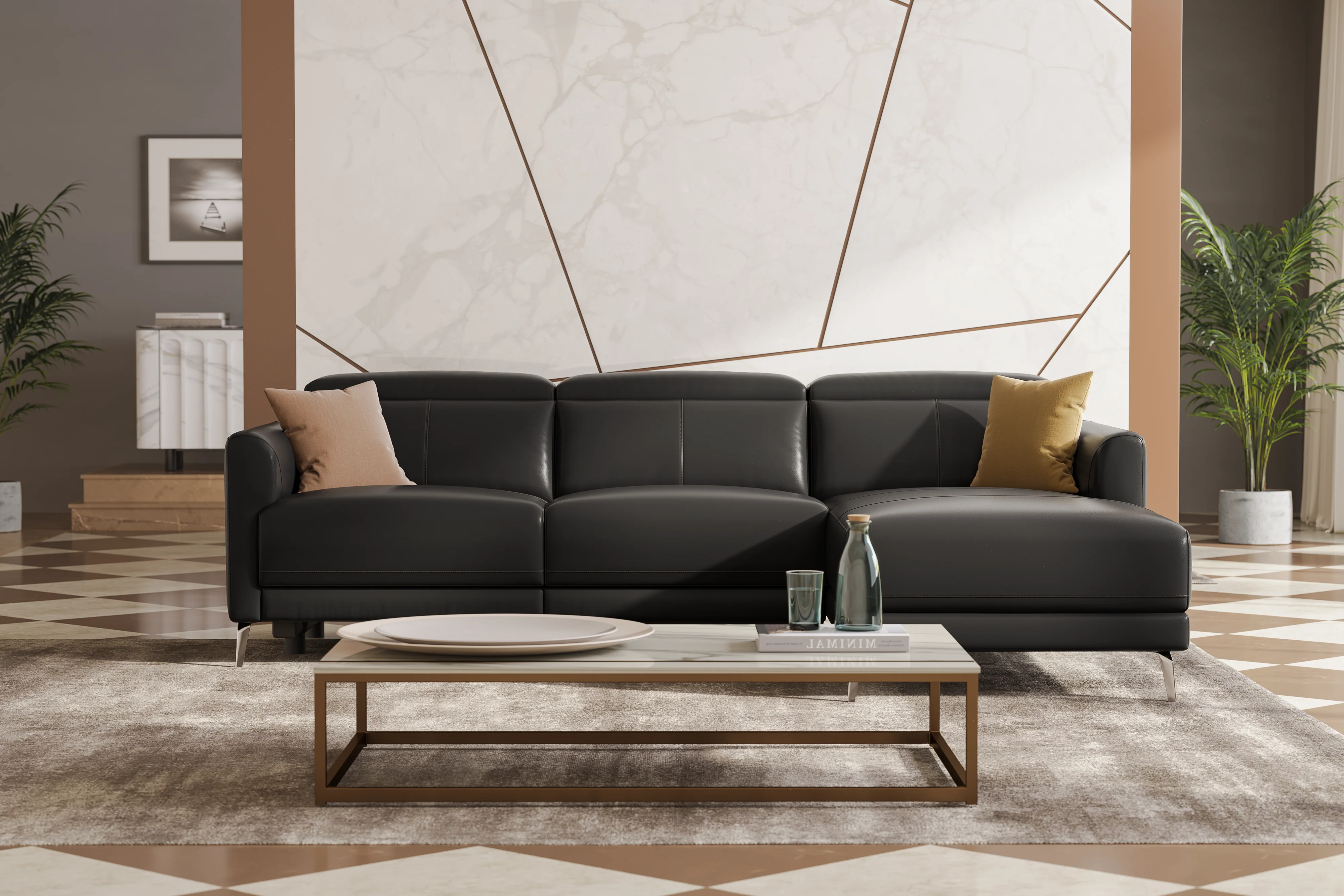 Andria Leather Reclining Sectional Lounge - Image 50