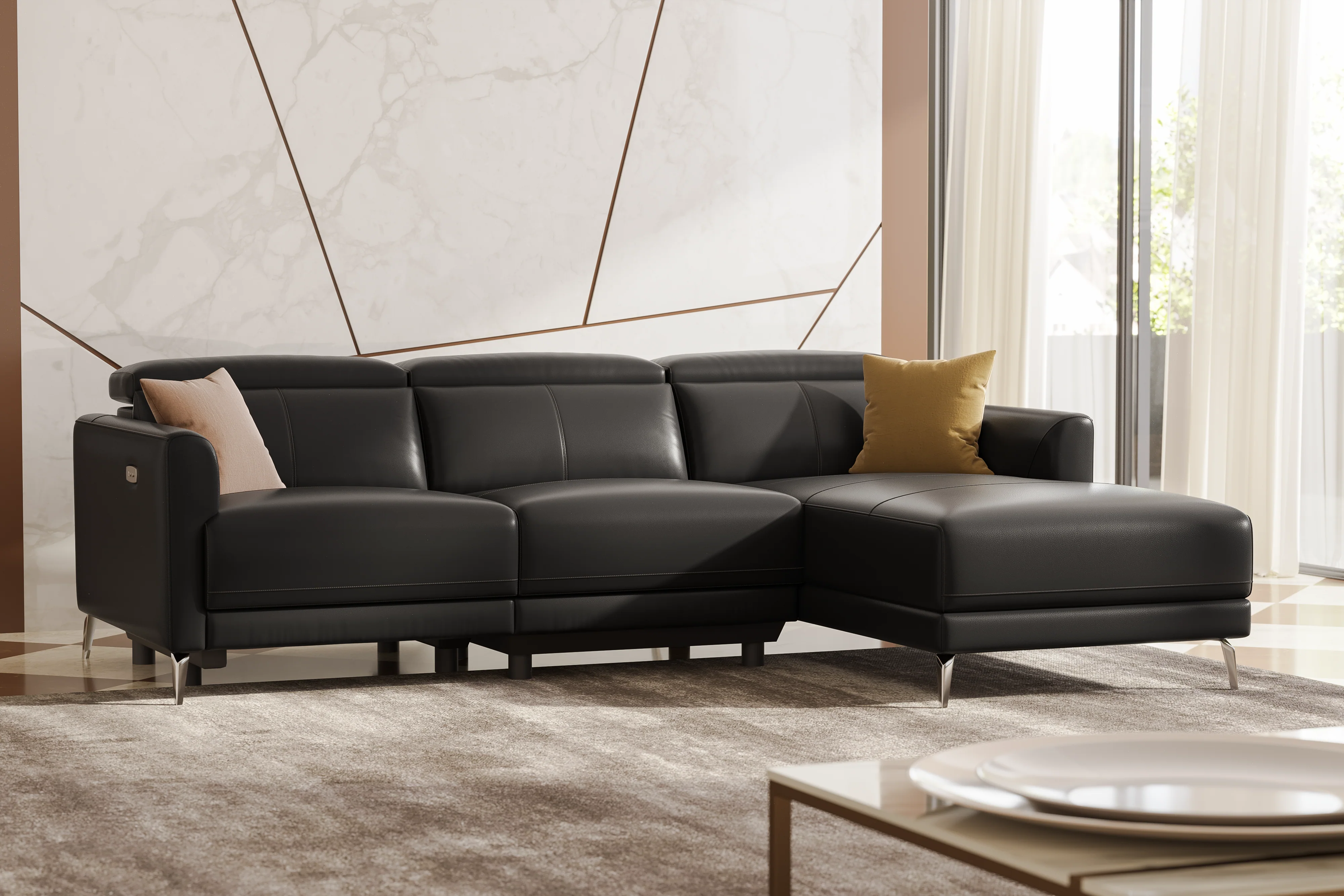 Andria Leather Reclining Sectional Lounge - Image 51