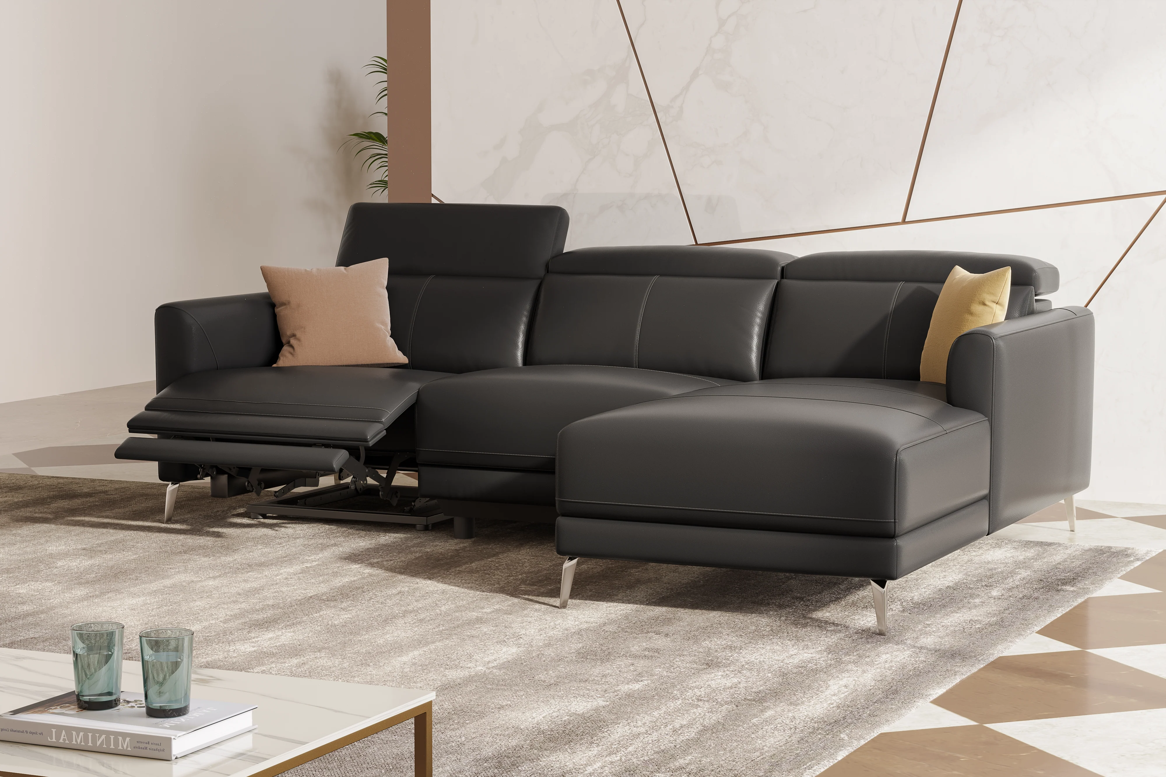 Andria Leather Reclining Sectional Lounge - Image 52