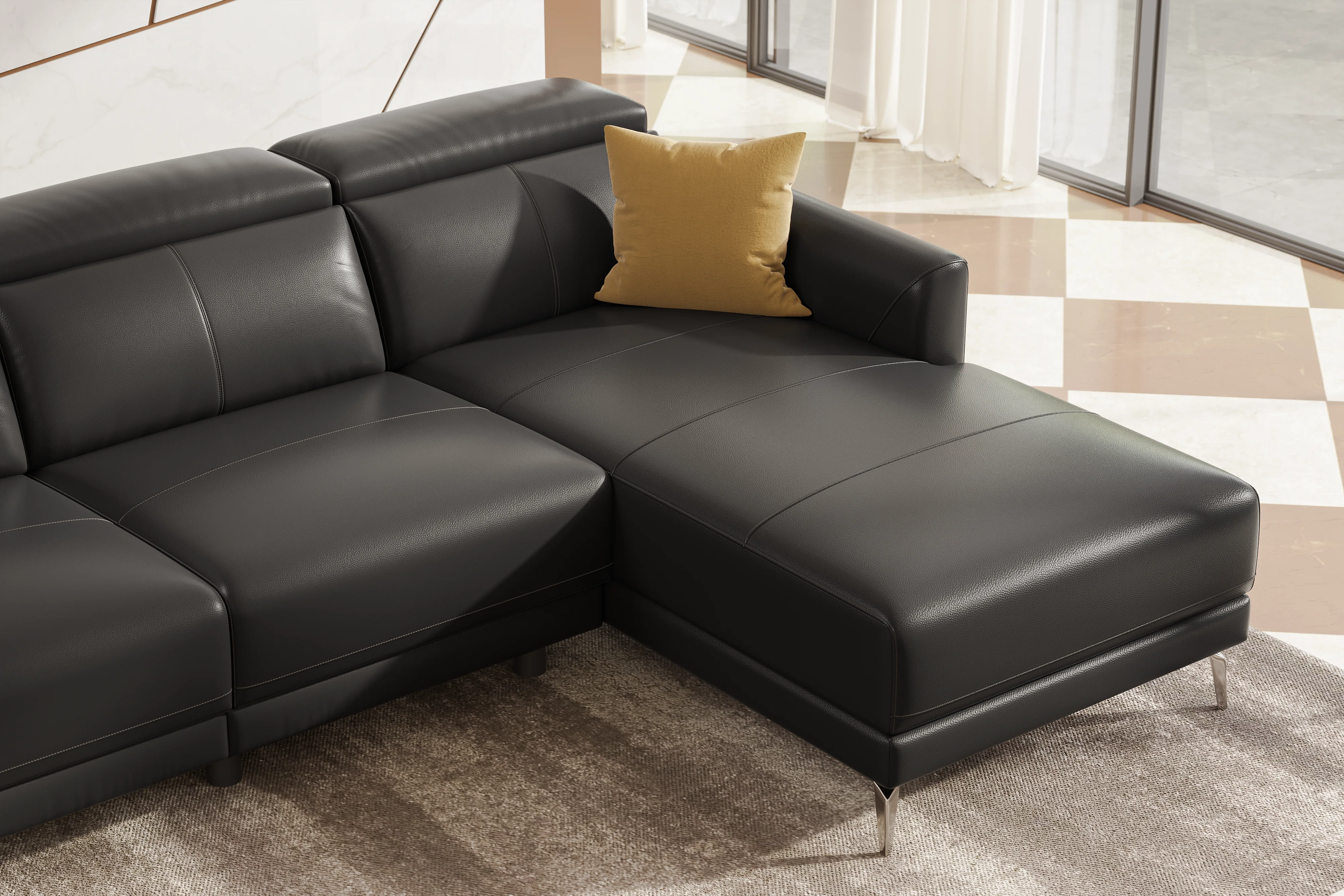 Andria Leather Reclining Sectional Lounge - Image 54