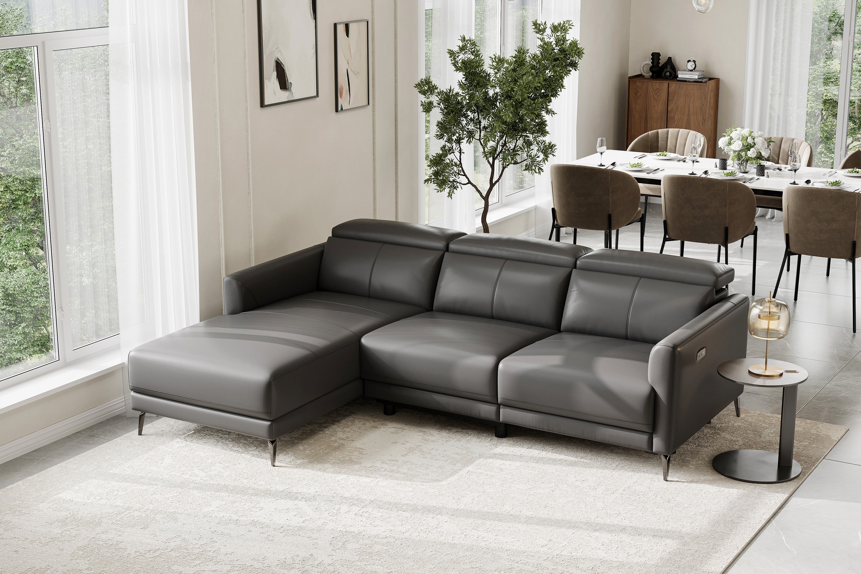 Andria Leather Reclining Sectional Lounge - Image 6