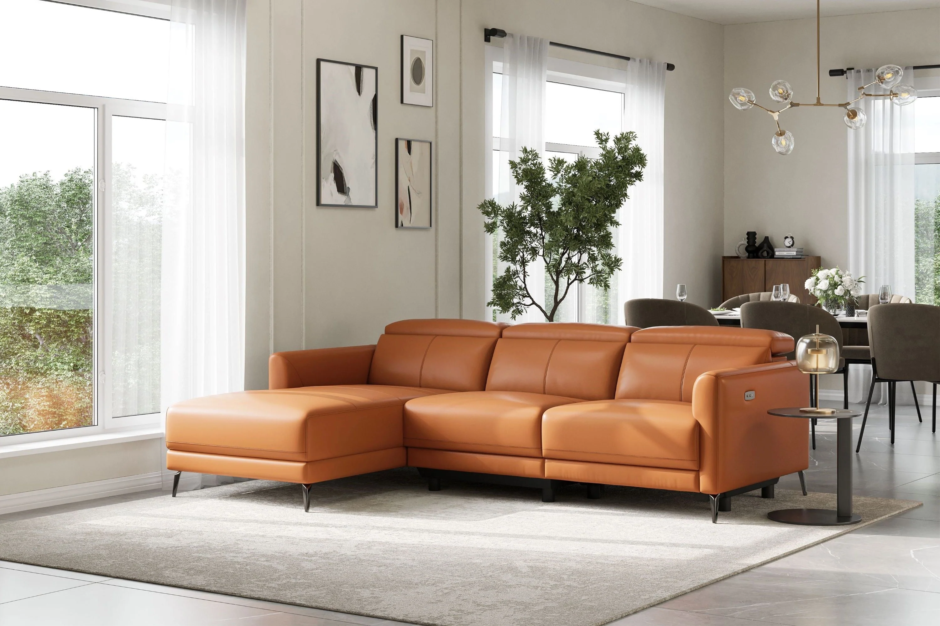 Andria Leather Reclining Sectional Lounge - Image 60