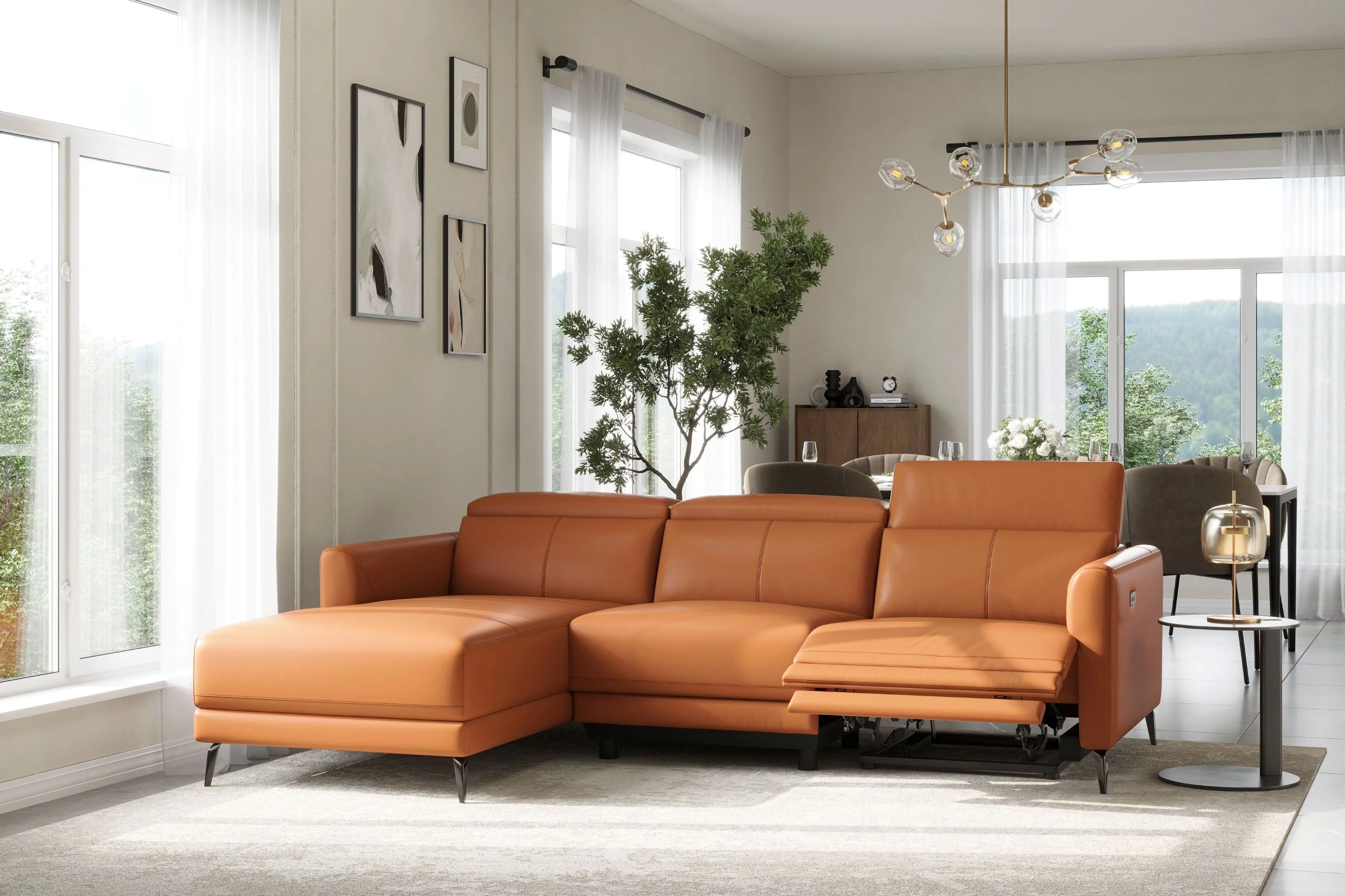 Andria Leather Reclining Sectional Lounge - Image 63